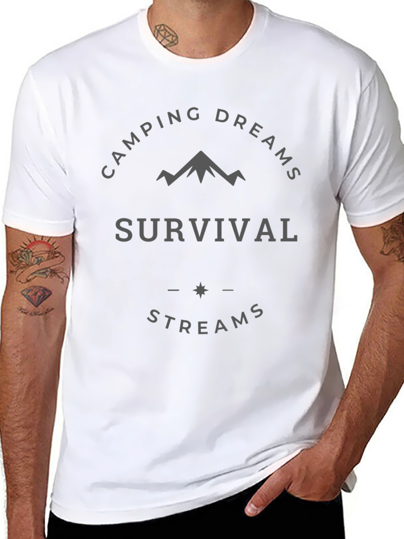 Camping Dreams Survival Streams Black T-Shirt