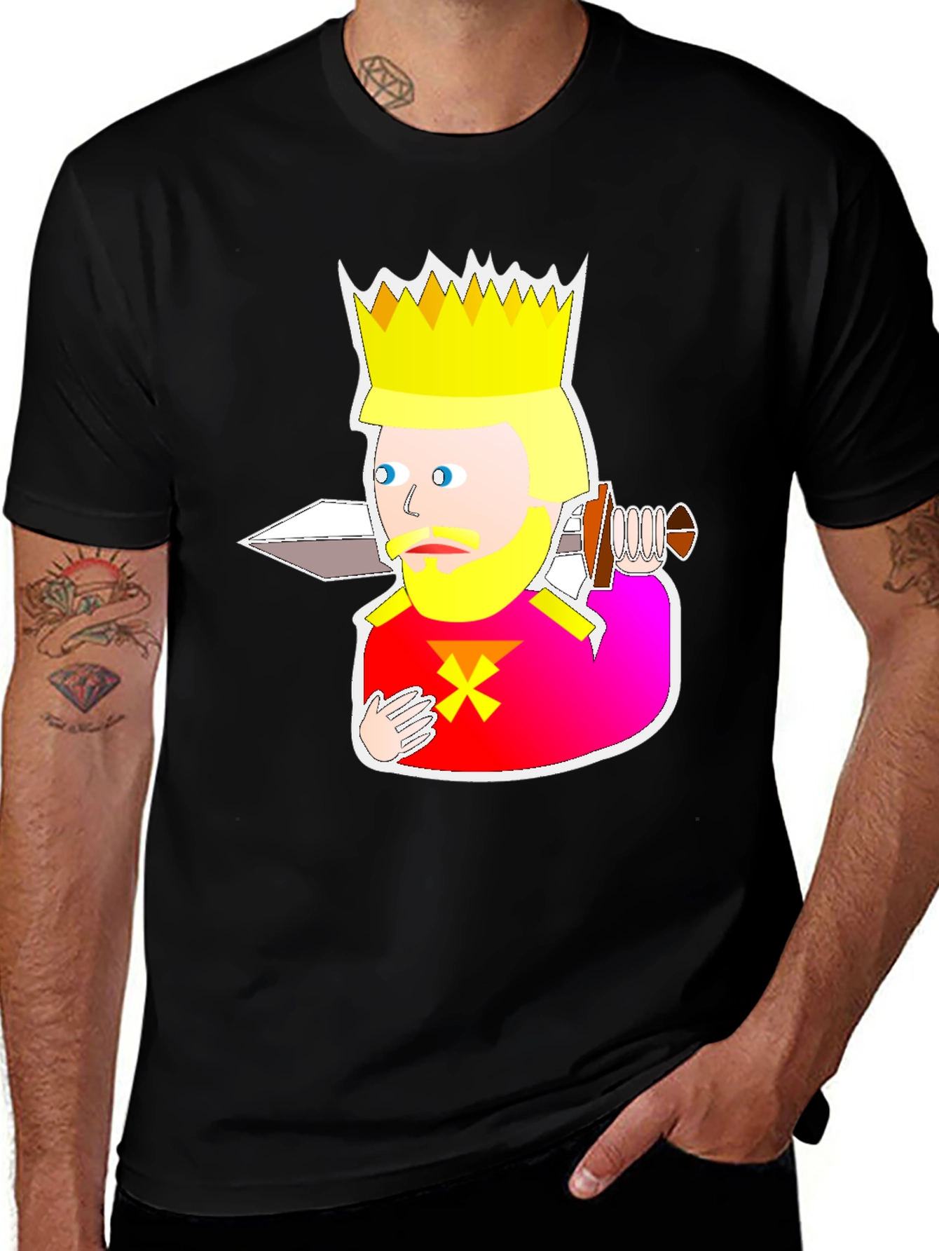 King Cartoon Graphic Black T-Shirt