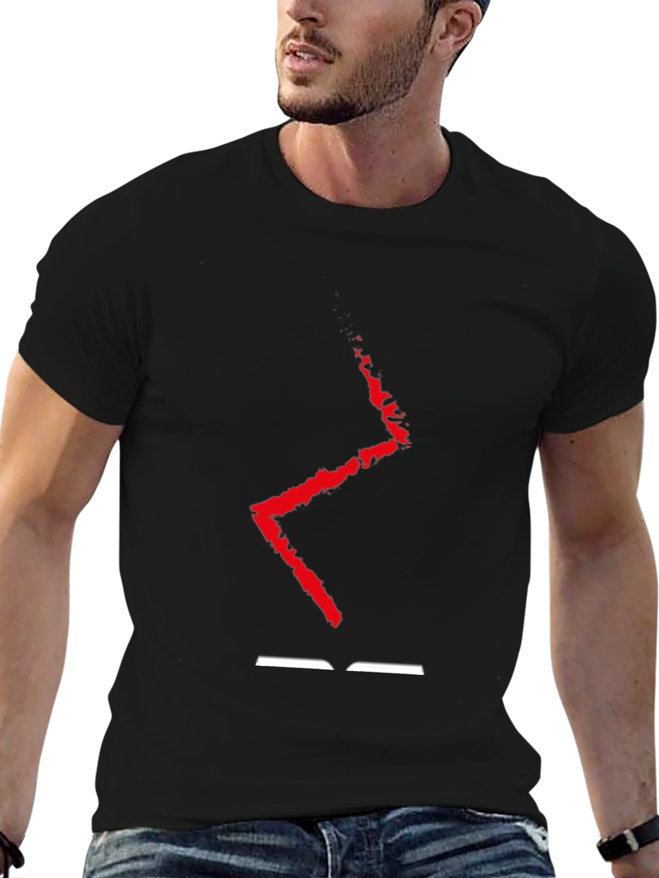Abstract Red Lightning Black T-Shirt