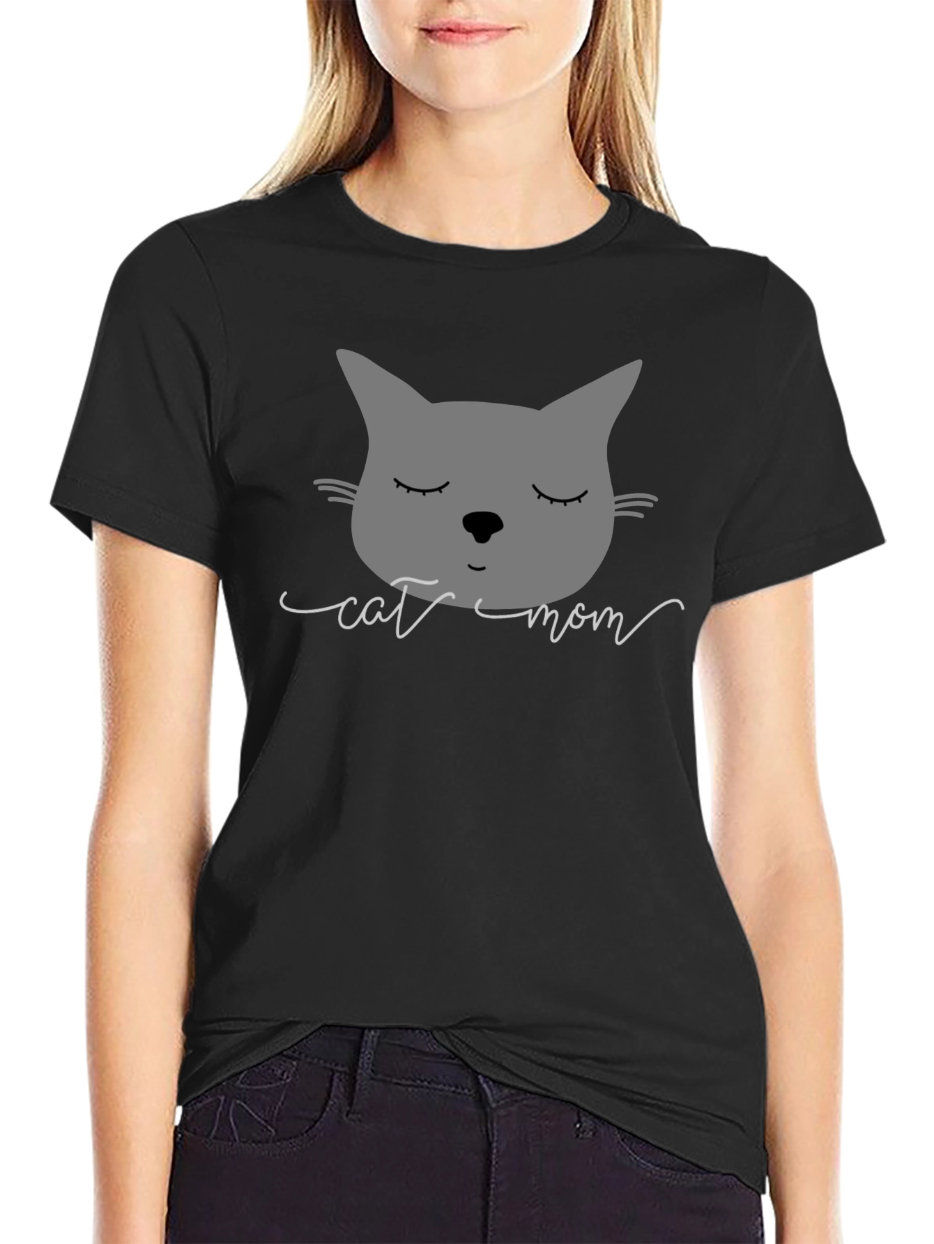 Cat Mom Graphic Tee - Soft Cotton Blend
