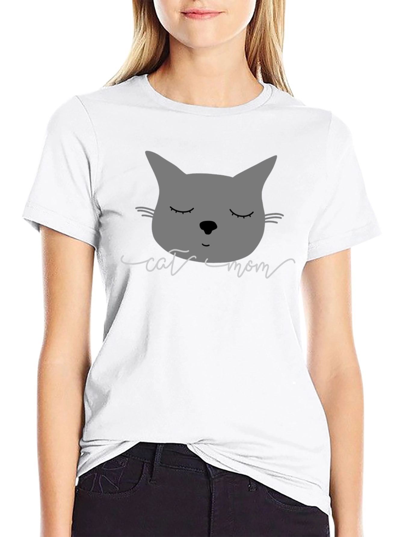 Cat Mom Graphic Tee - Soft Cotton Blend