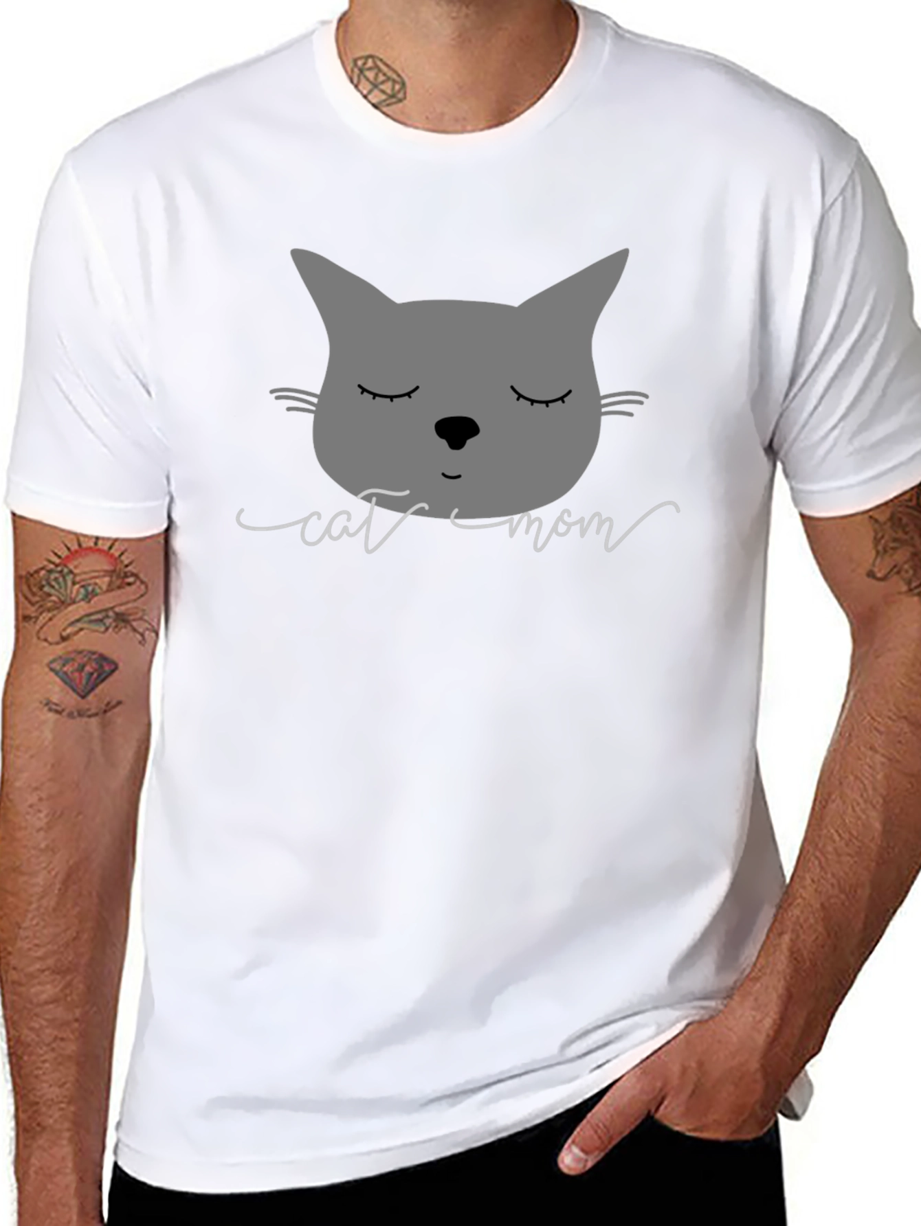 Cat Mom Graphic Tee - Soft Cotton Blend
