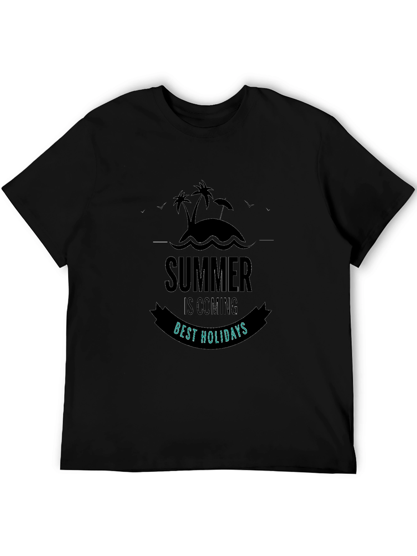 Summer Holidays Graphic Black T-Shirt