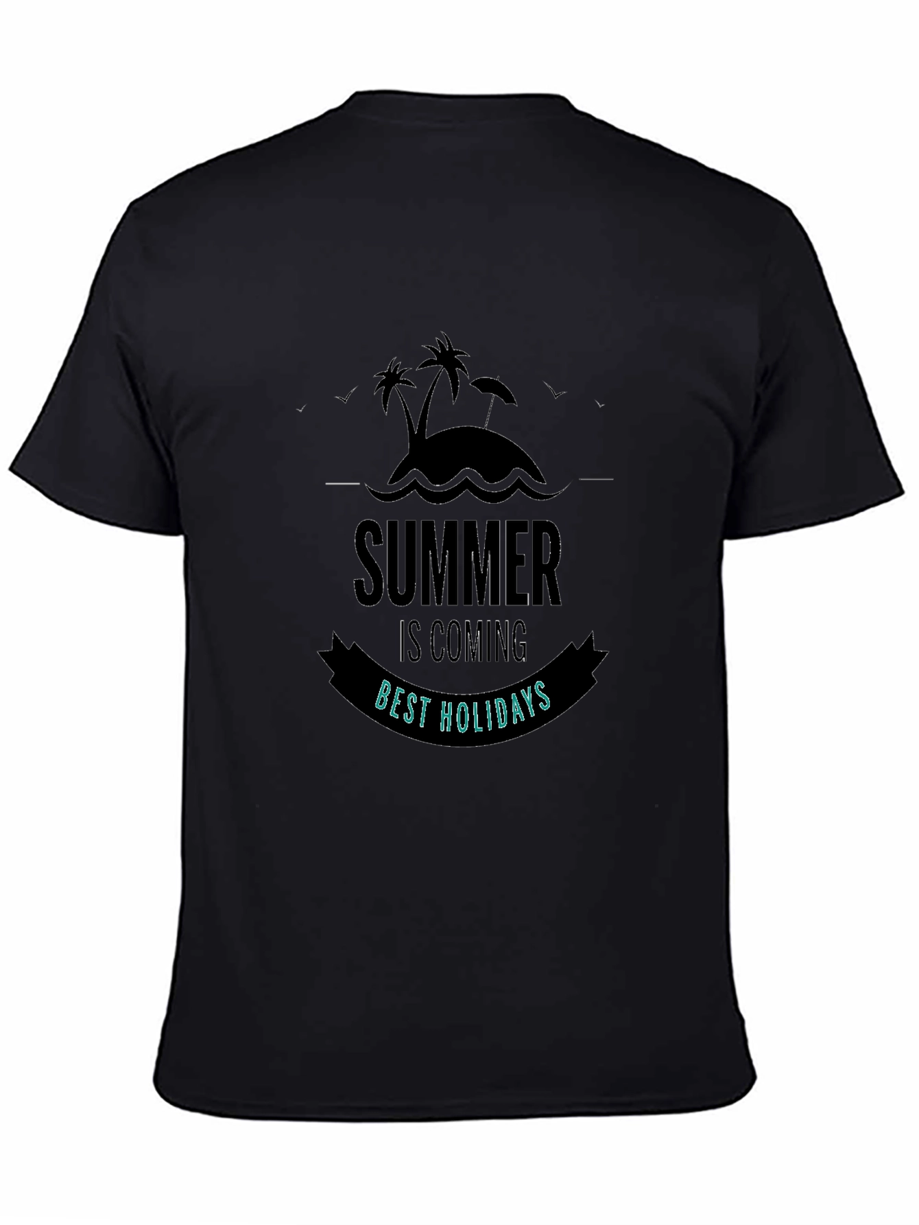 Summer Holidays Graphic Black T-Shirt