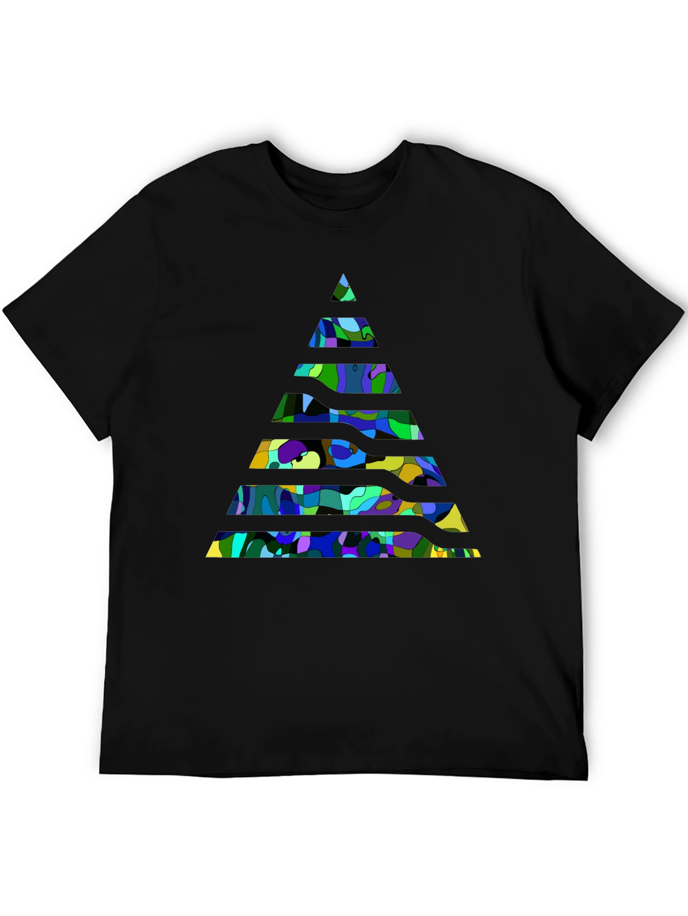 Abstract Geometric Pyramid Black T-Shirt