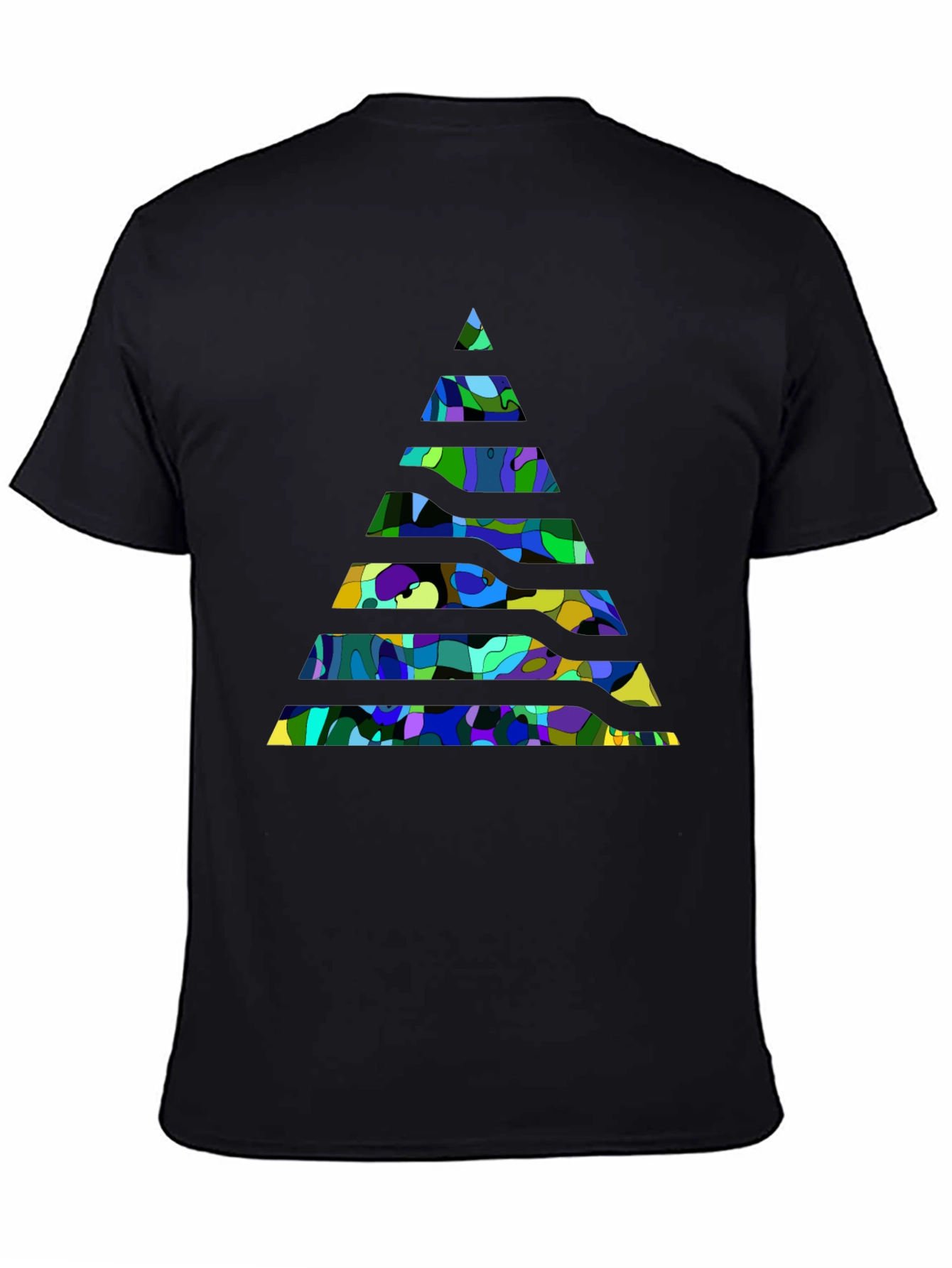 Abstract Geometric Pyramid Black T-Shirt