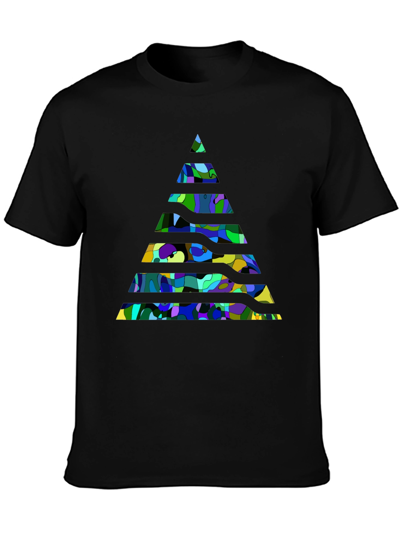 Abstract Geometric Pyramid Black T-Shirt