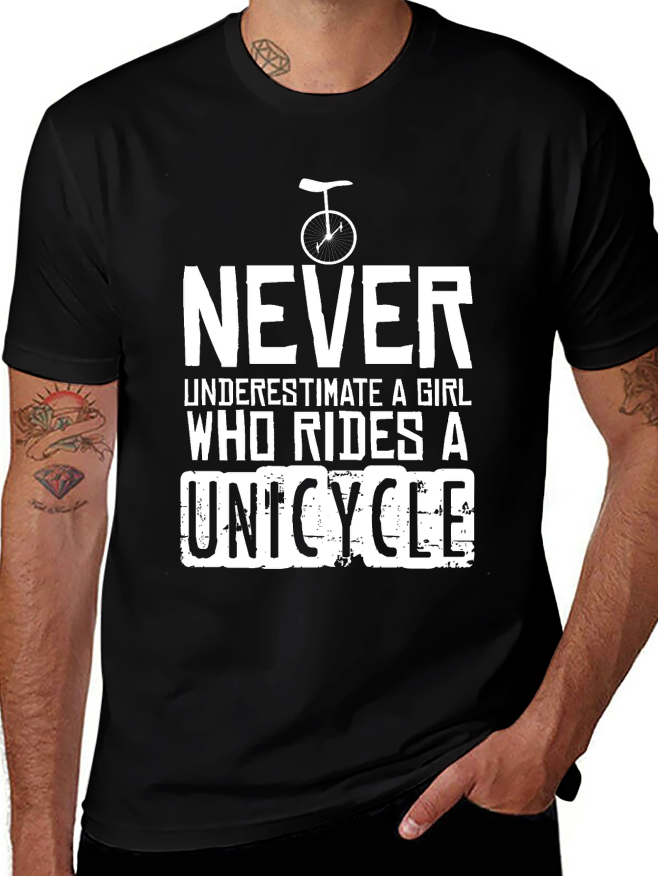 Never Underestimate a Girl Unicycle T-Shirt