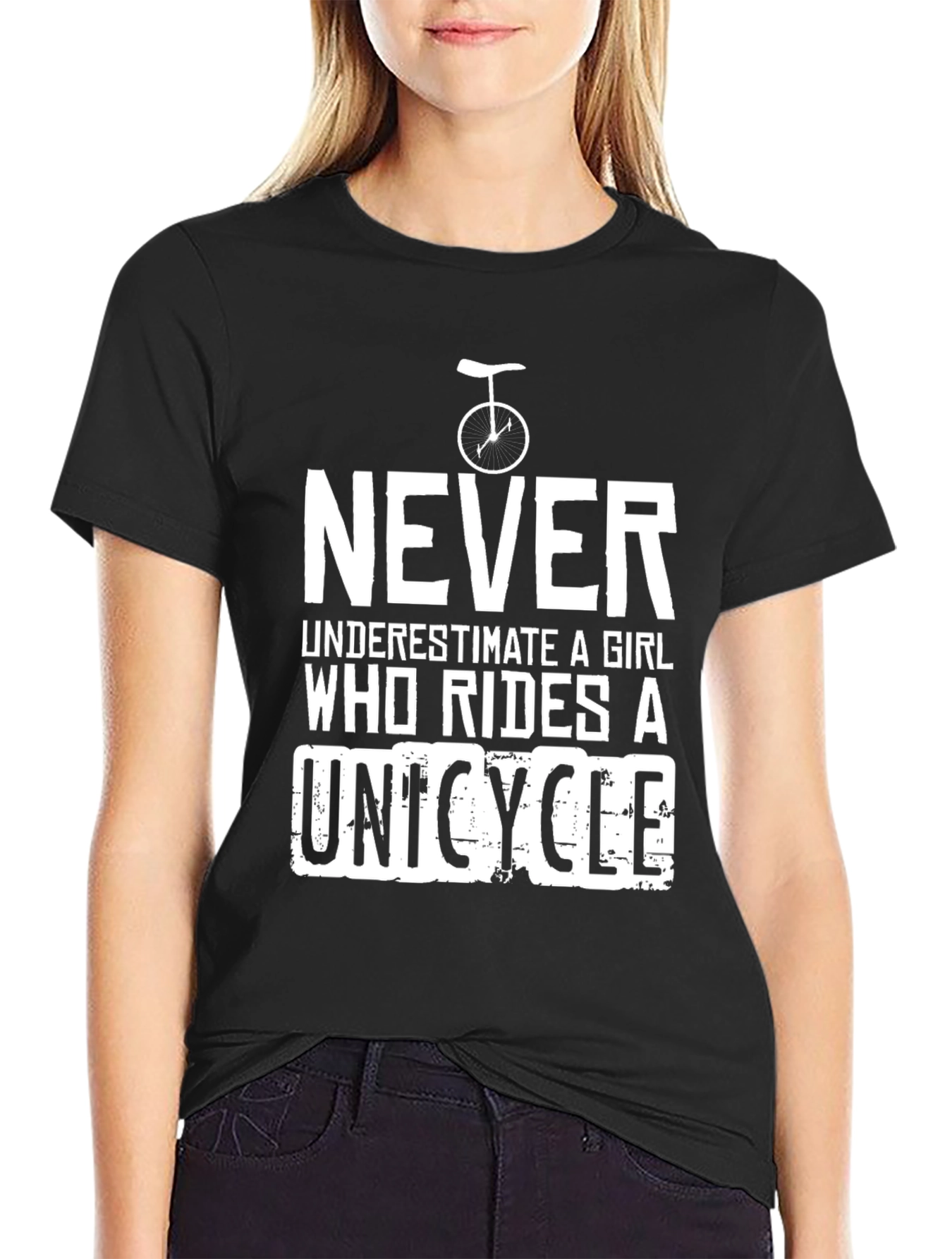 Never Underestimate a Girl Unicycle T-Shirt
