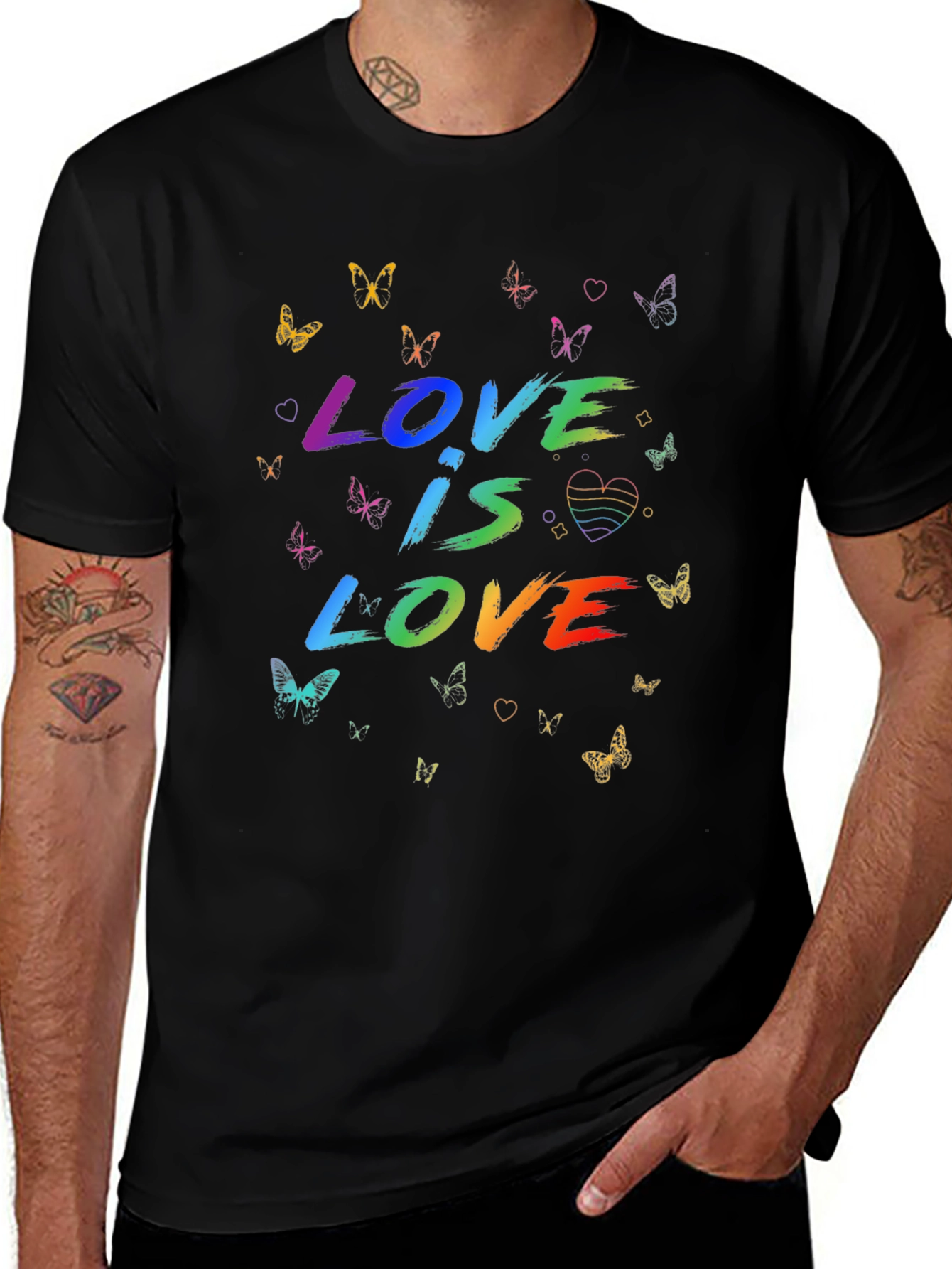 Love Is Love Rainbow Butterfly Graphic Tee