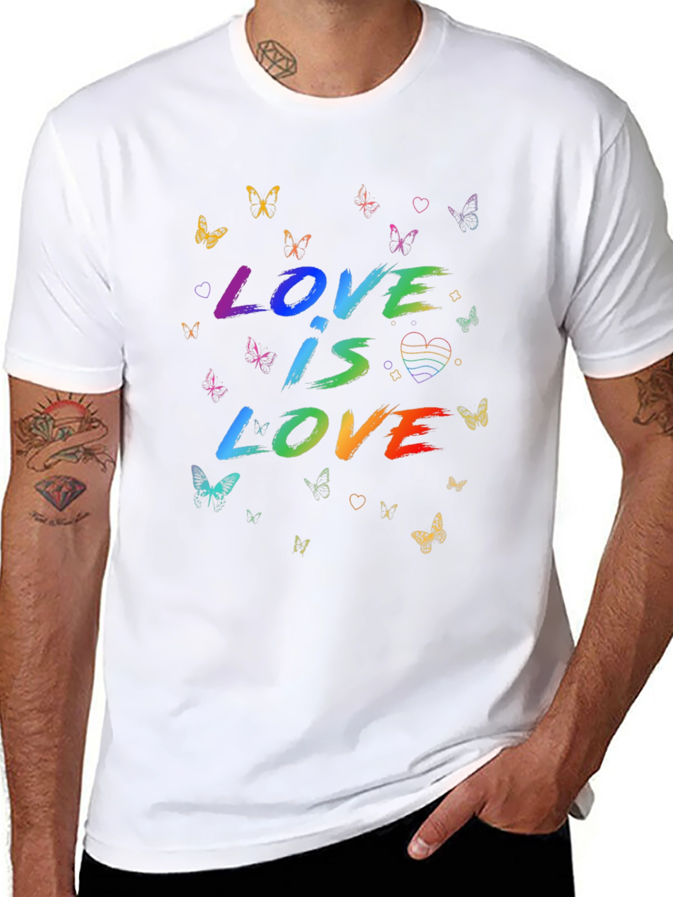 Love Is Love Rainbow Butterfly Graphic Tee