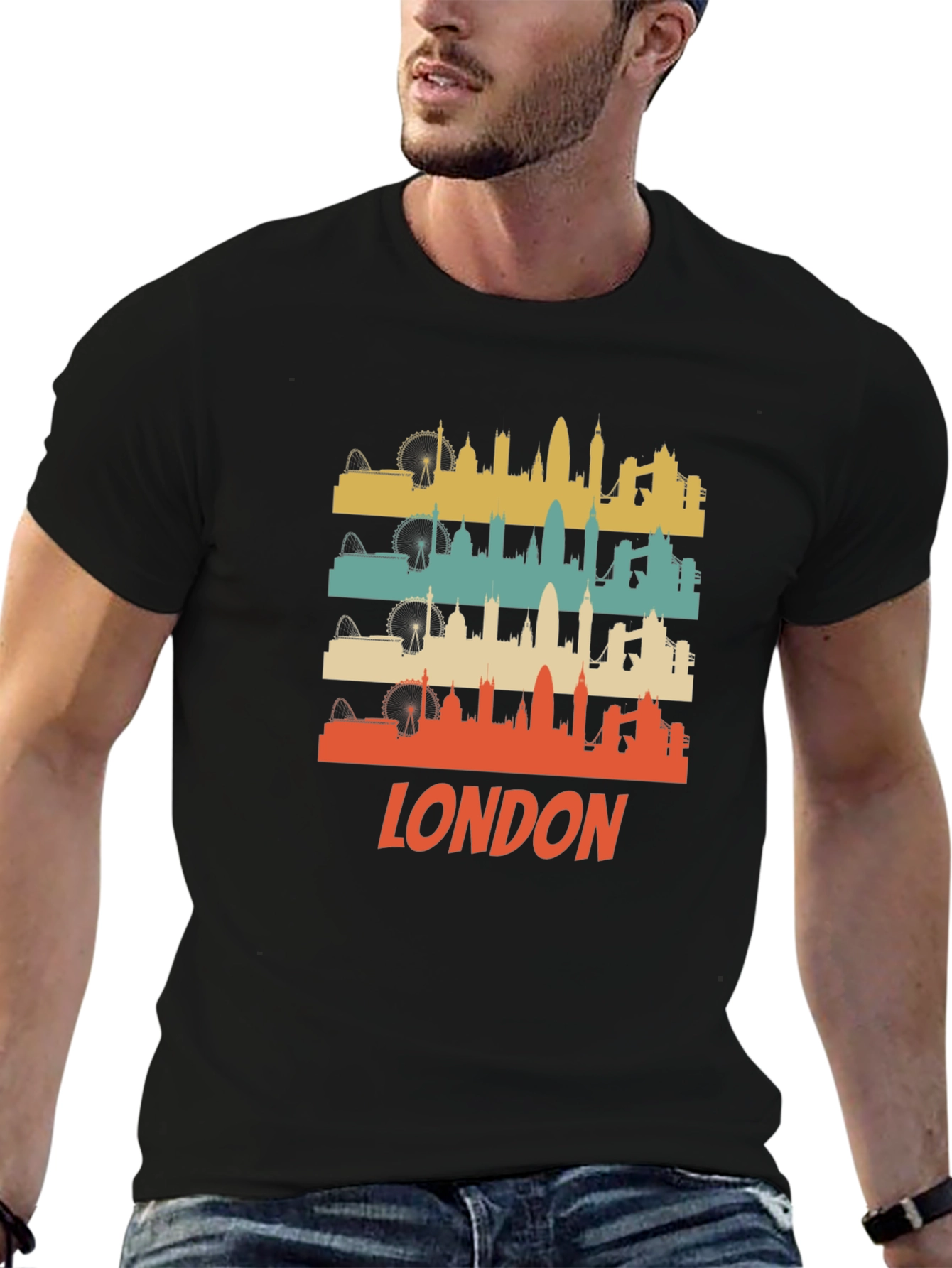 Retro London Skyline Graphic T-Shirt
