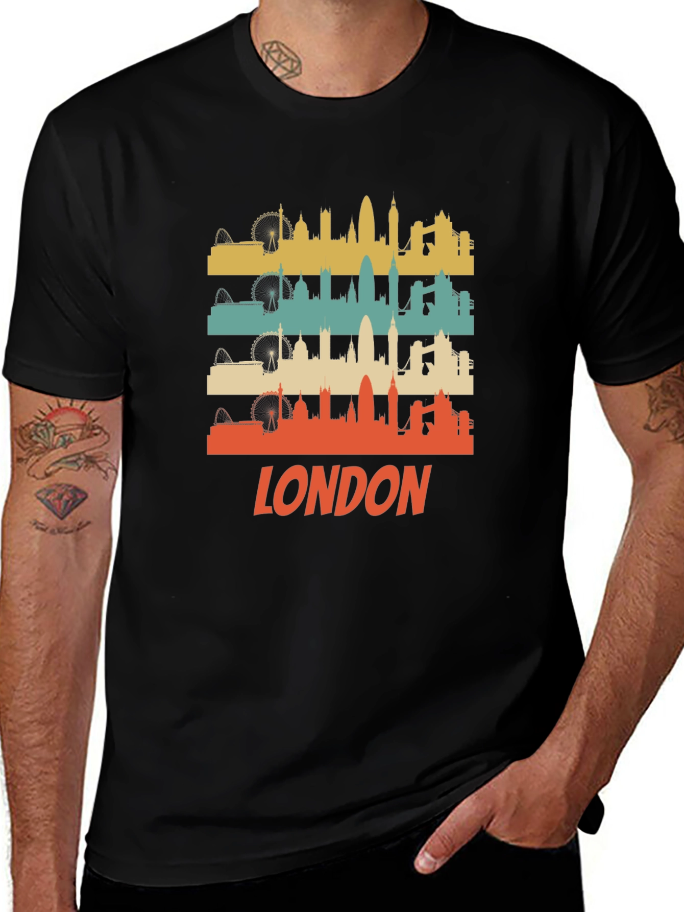Retro London Skyline Graphic T-Shirt