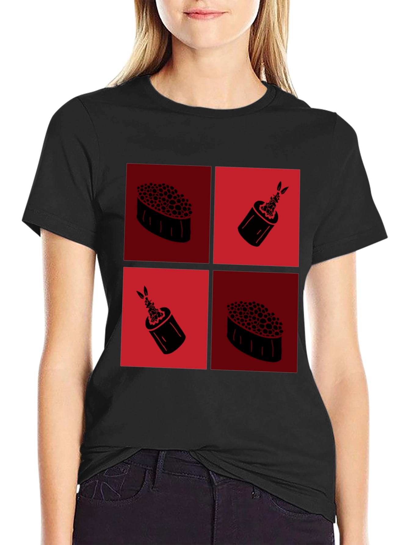 Sushi Graphic Tee - Black Cotton T-Shirt