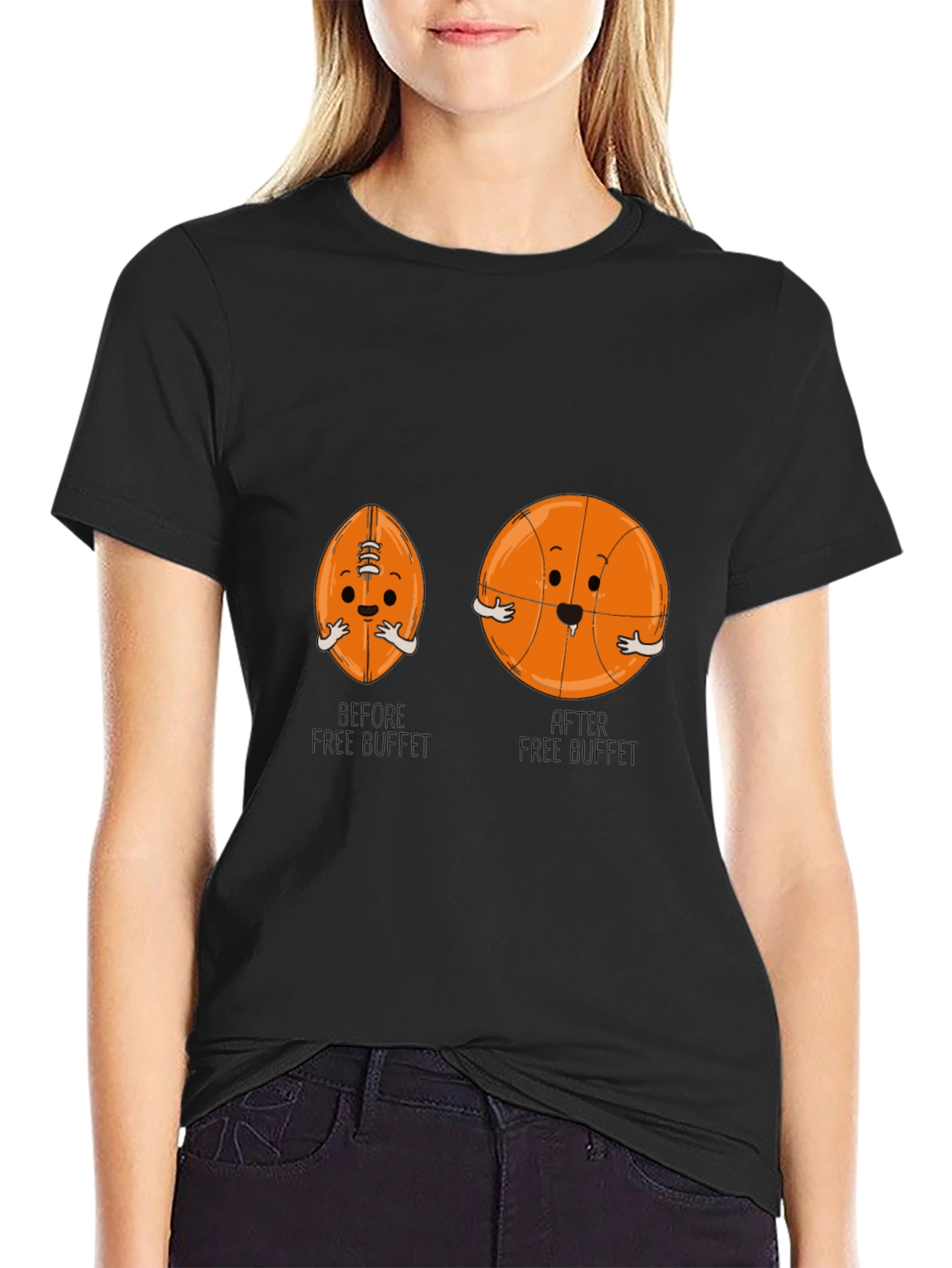 Funny Hugging Sports Balls Black T-Shirt