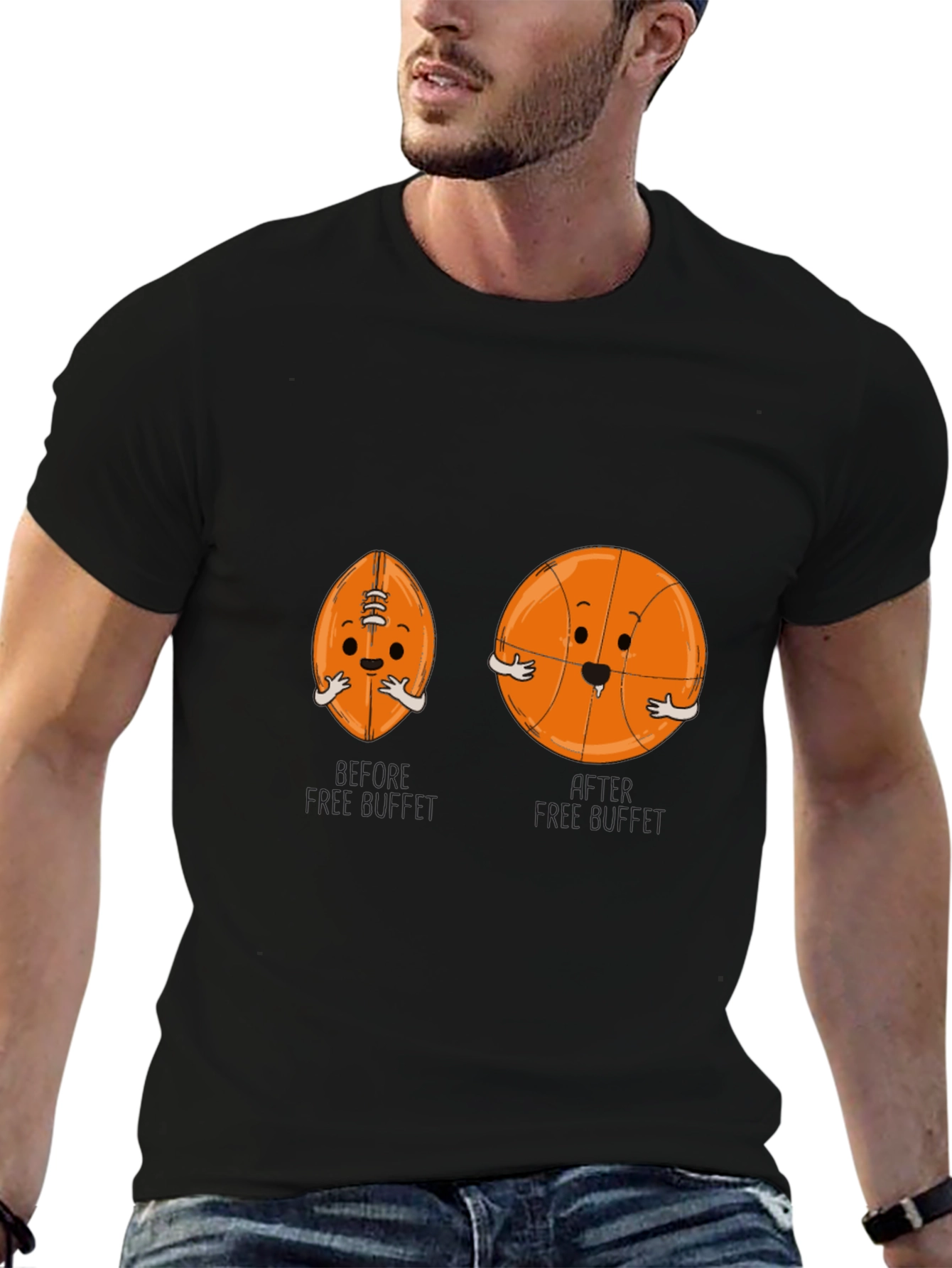 Funny Hugging Sports Balls Black T-Shirt