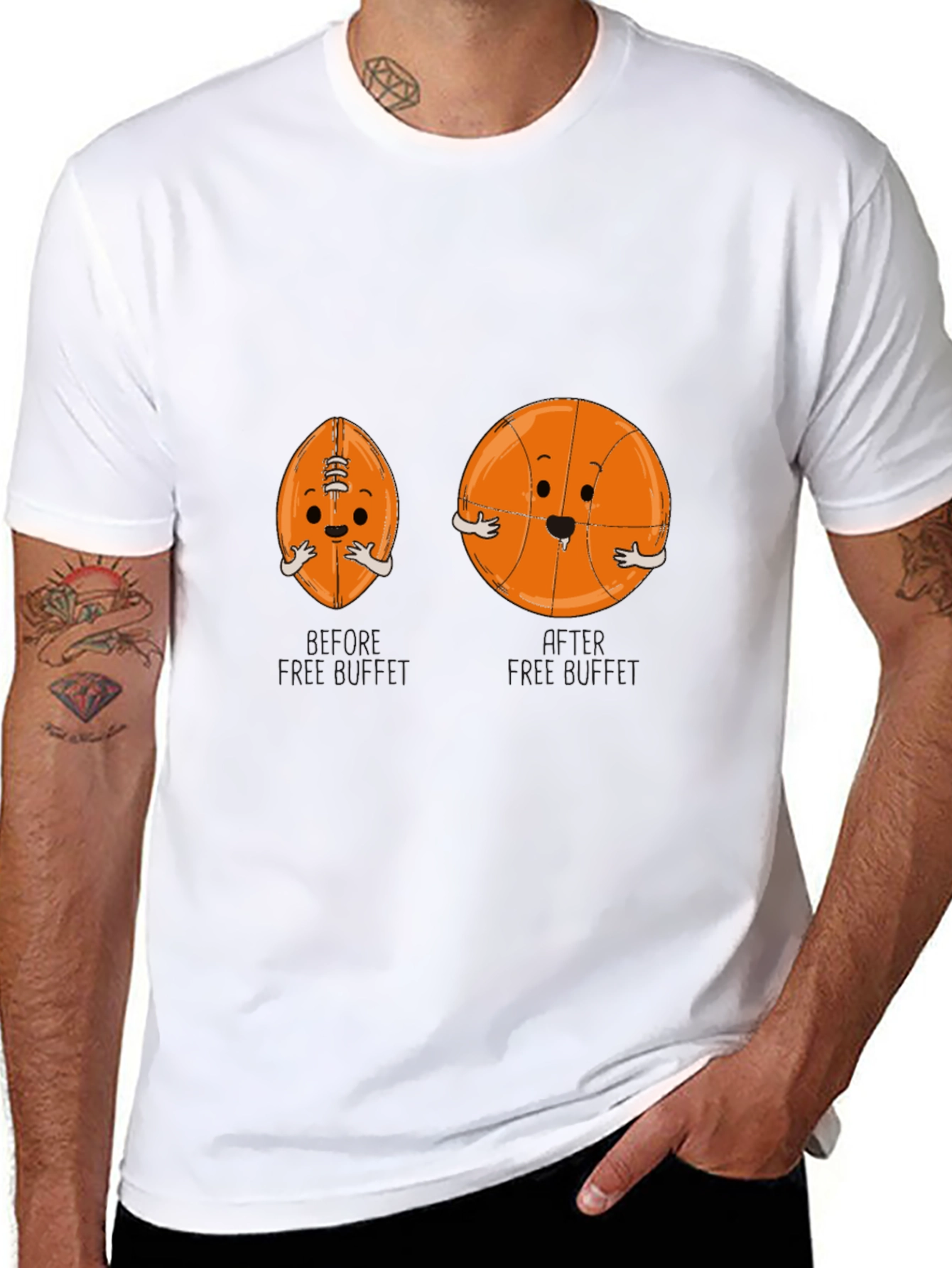 Funny Hugging Sports Balls Black T-Shirt