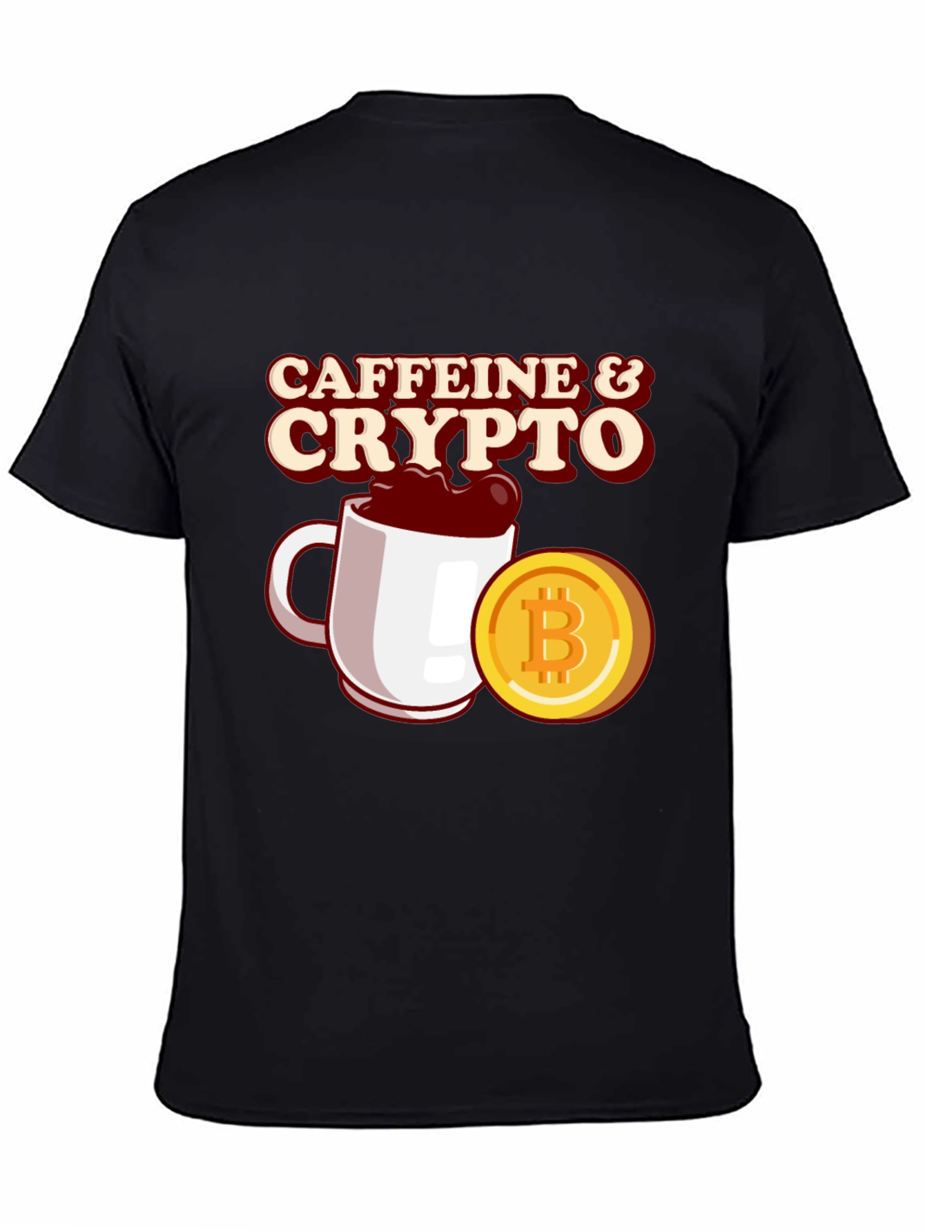 Caffeine & Crypto Black T-Shirt - Bitcoin Lovers Tee