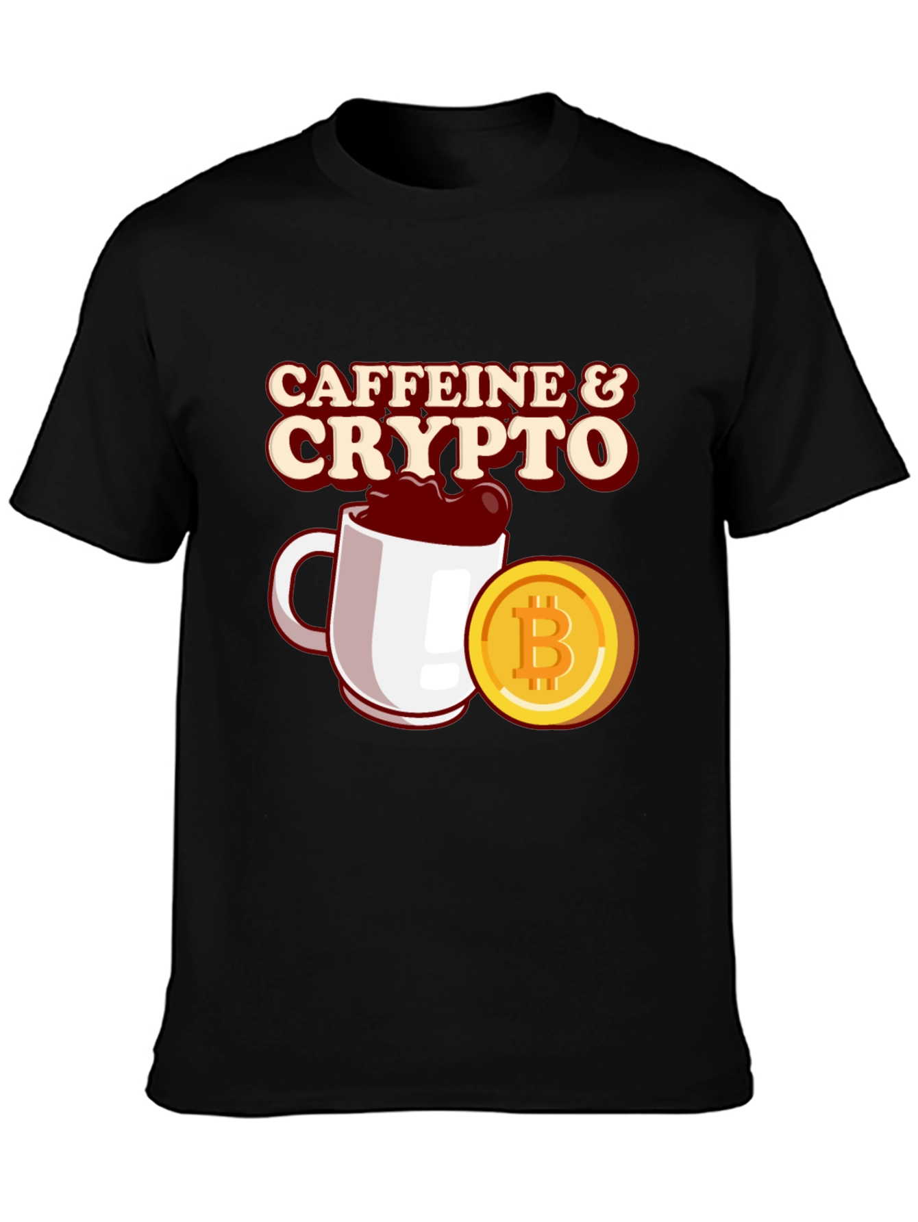 Caffeine & Crypto Black T-Shirt - Bitcoin Lovers Tee