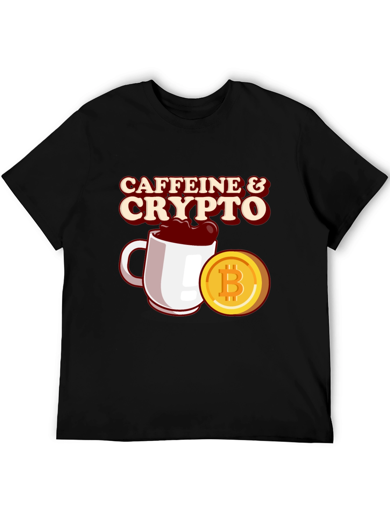 Caffeine & Crypto Black T-Shirt - Bitcoin Lovers Tee