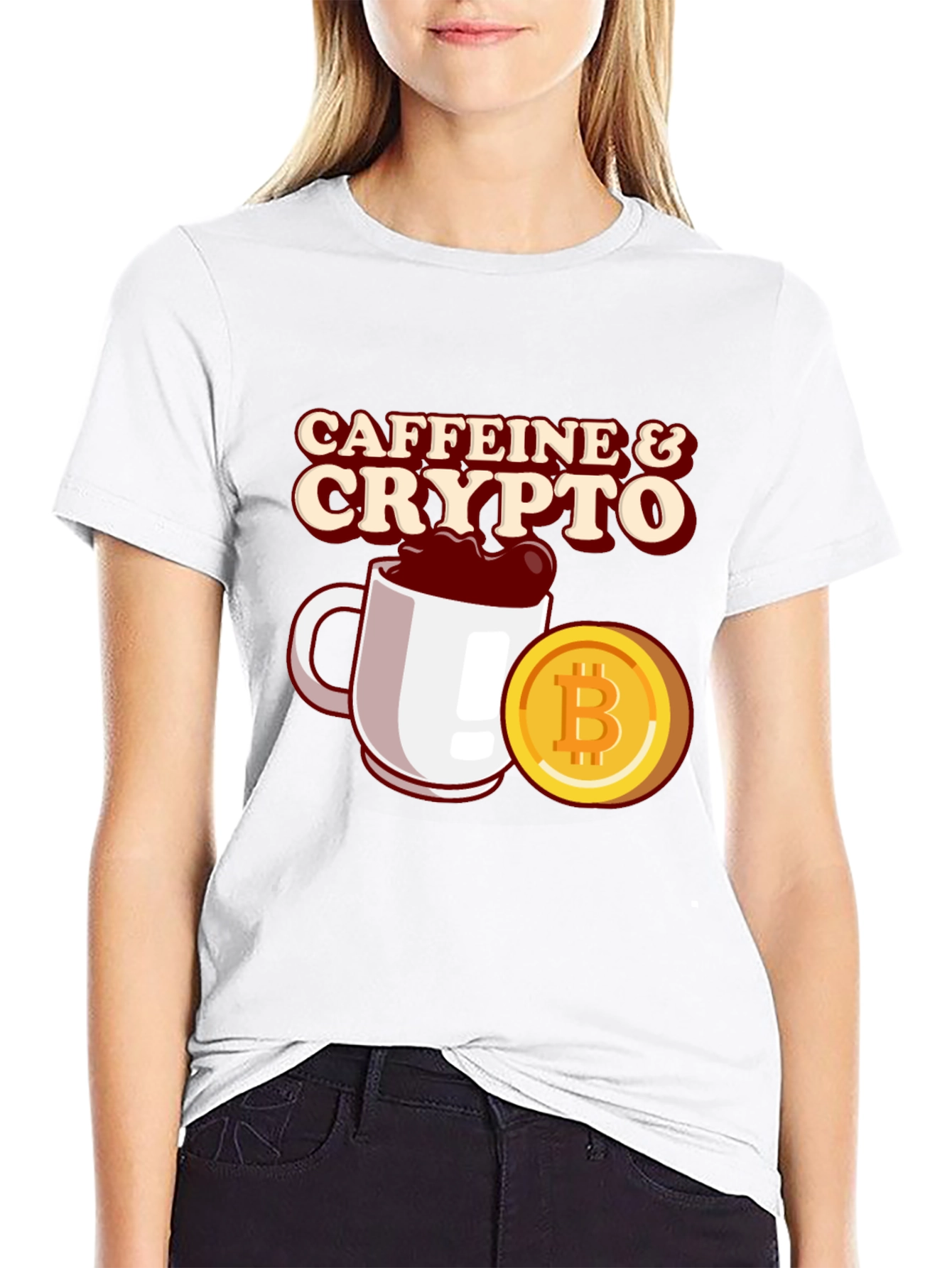Caffeine & Crypto Black T-Shirt - Bitcoin Lovers Tee
