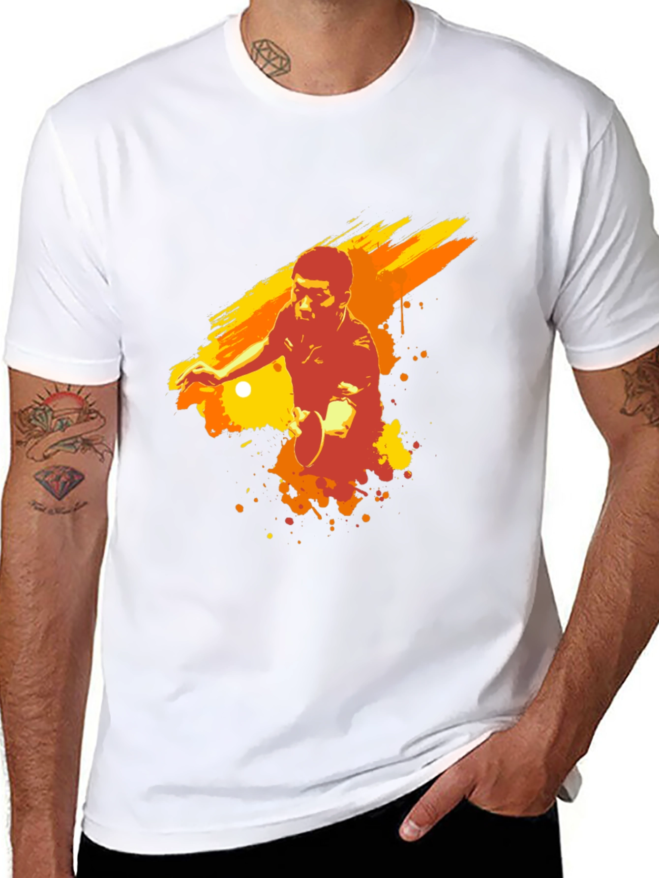 Table Tennis Player Graphic Tee - Black