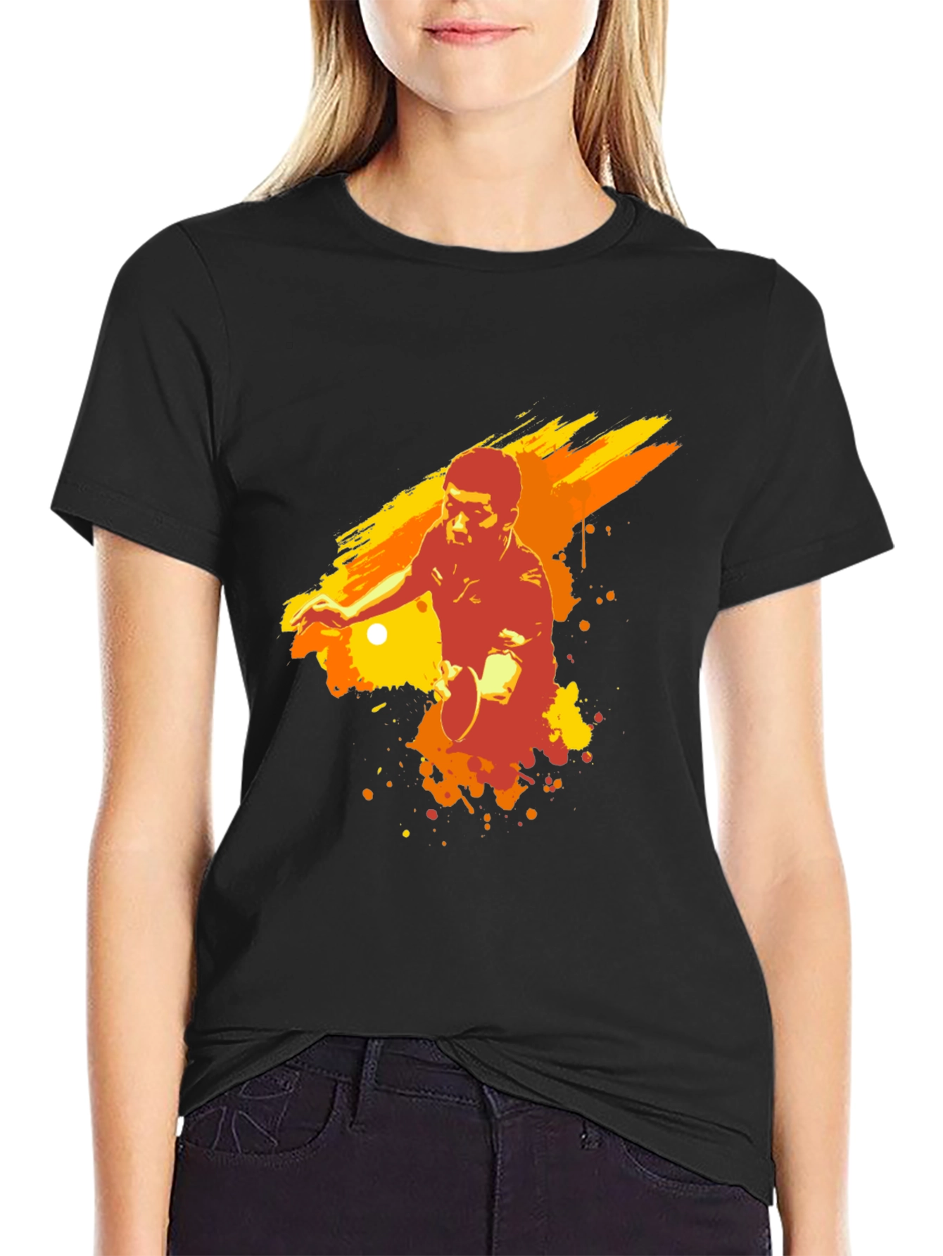 Table Tennis Player Graphic Tee - Black