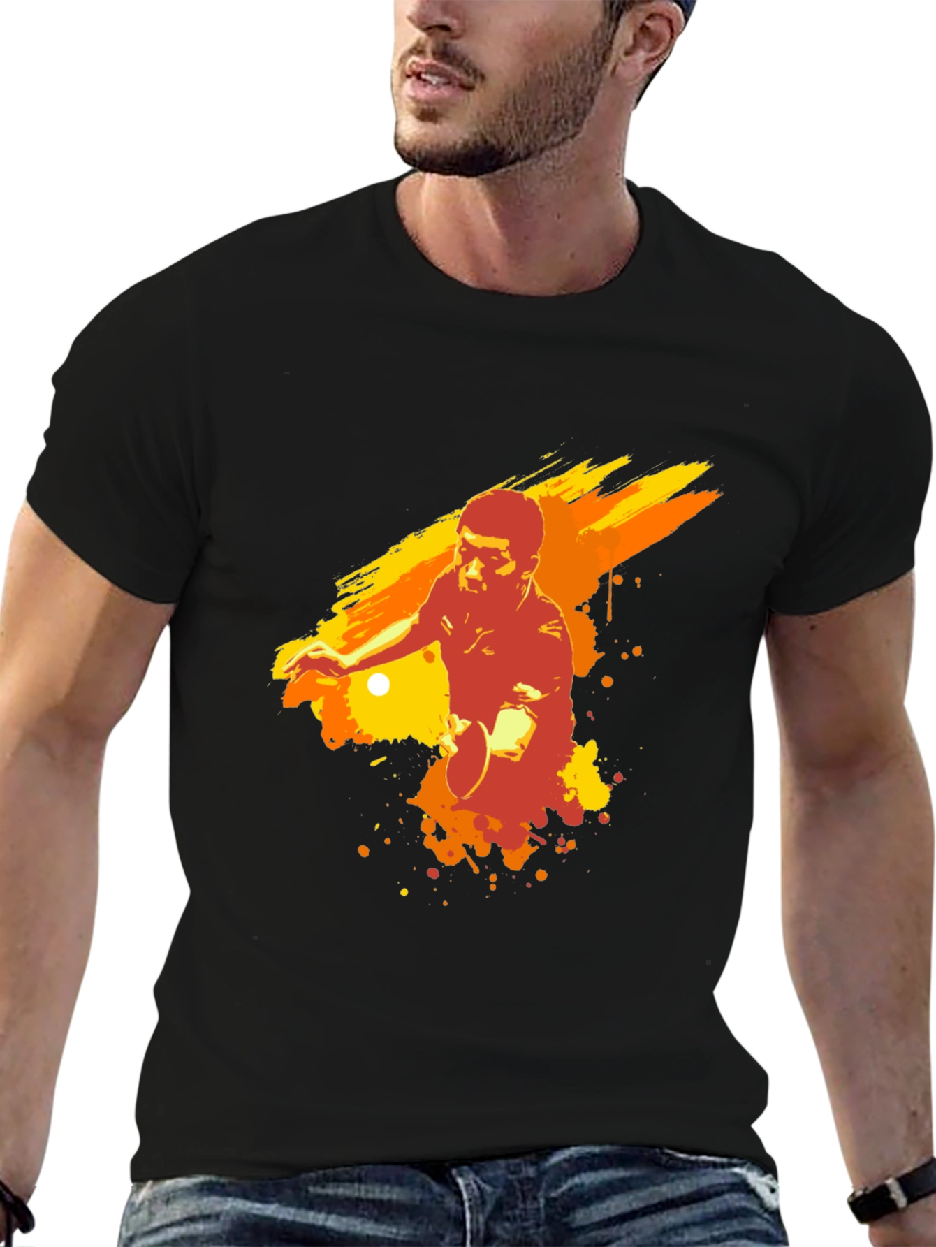 Table Tennis Player Graphic Tee - Black