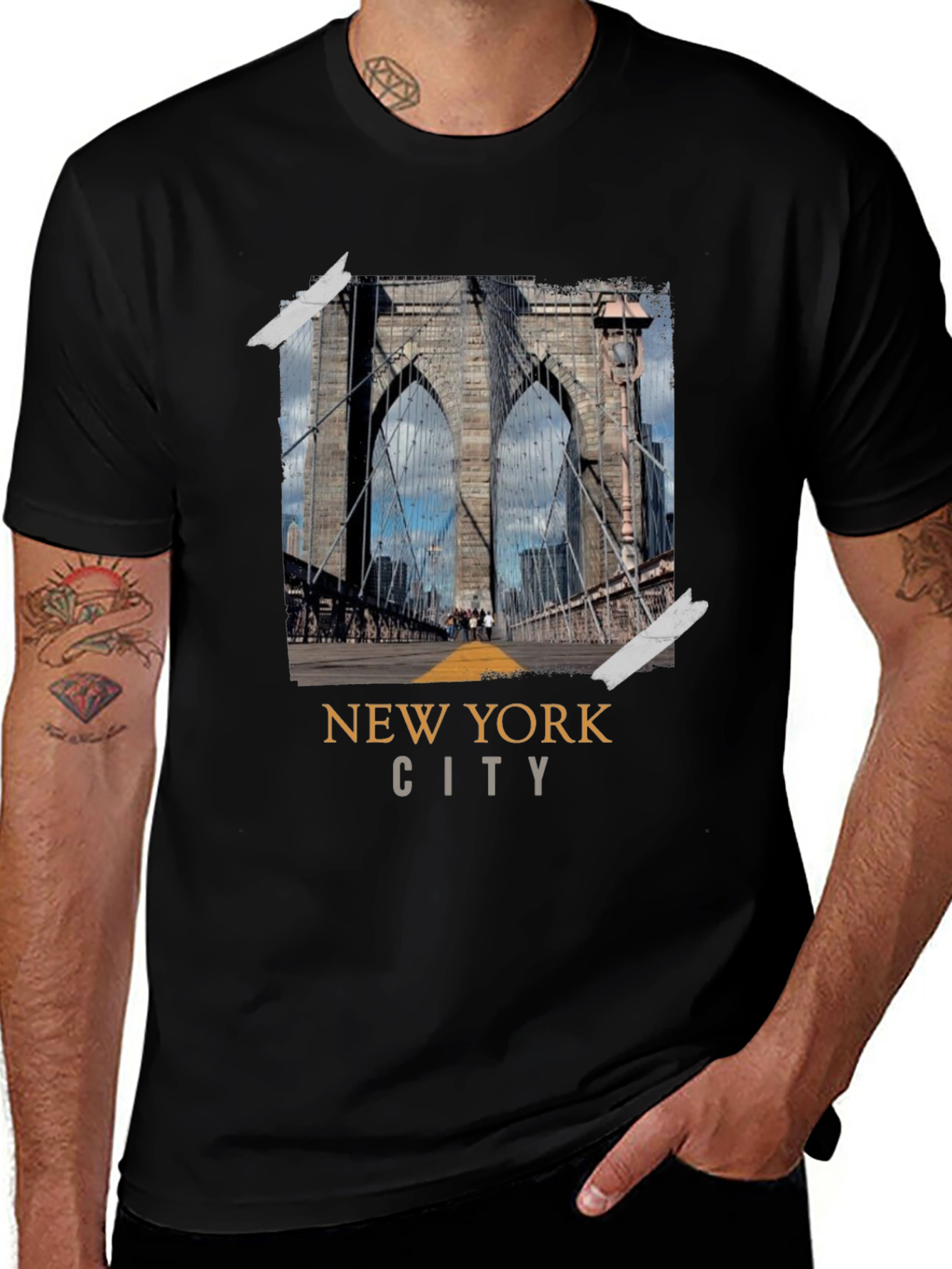 New York City Bridge Black Graphic T-Shirt