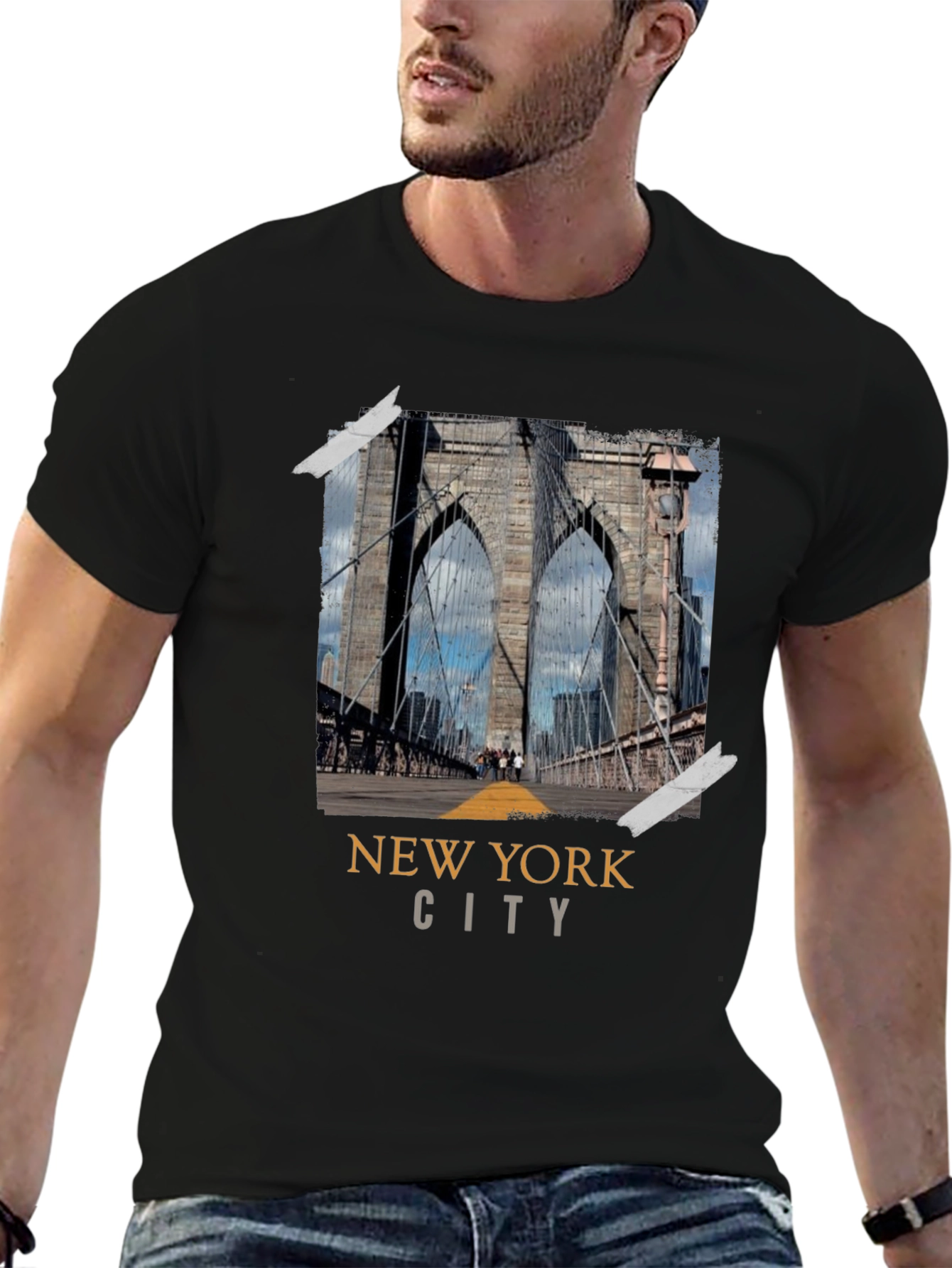New York City Bridge Black Graphic T-Shirt
