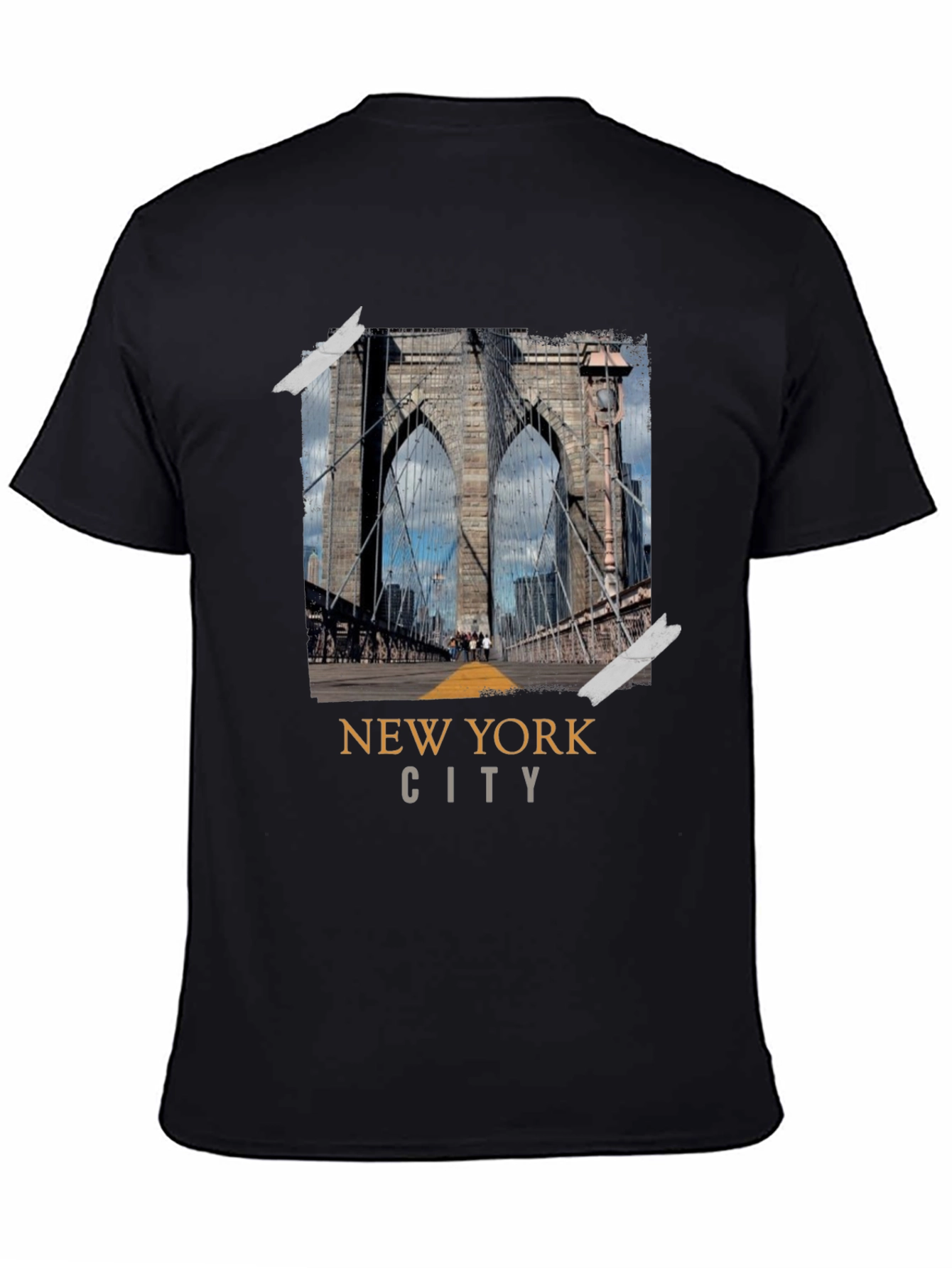 New York City Bridge Black Graphic T-Shirt