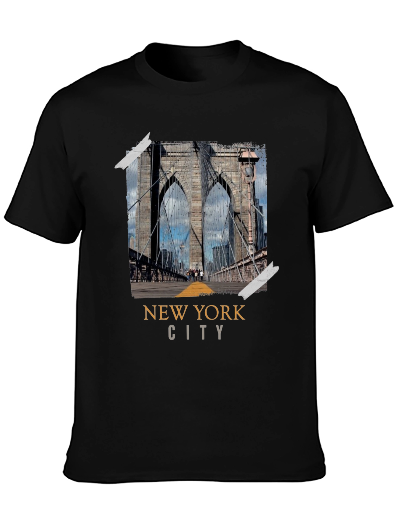 New York City Bridge Black Graphic T-Shirt