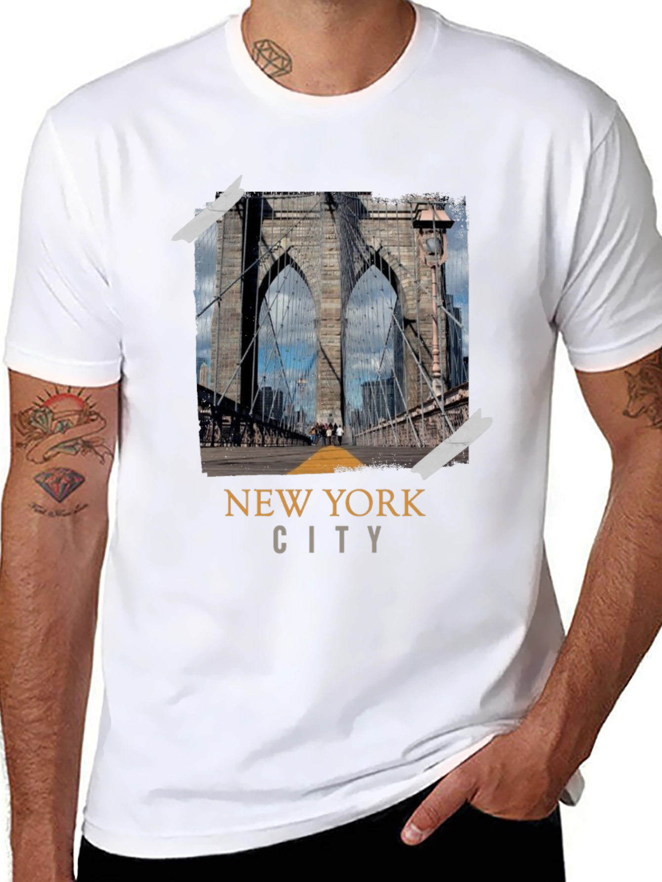 New York City Bridge Black Graphic T-Shirt