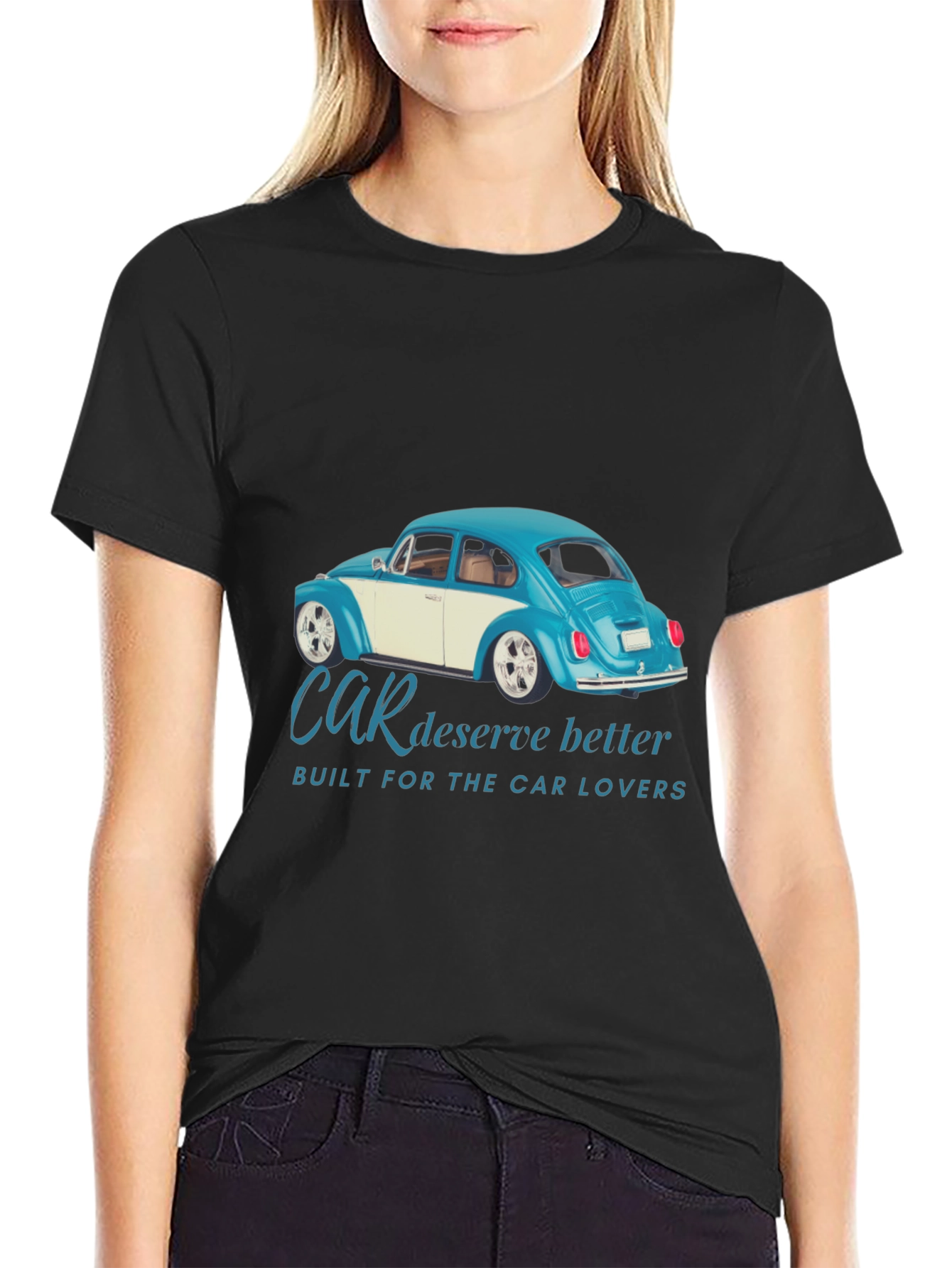 Car Lovers Black Tee - Classic Car Design