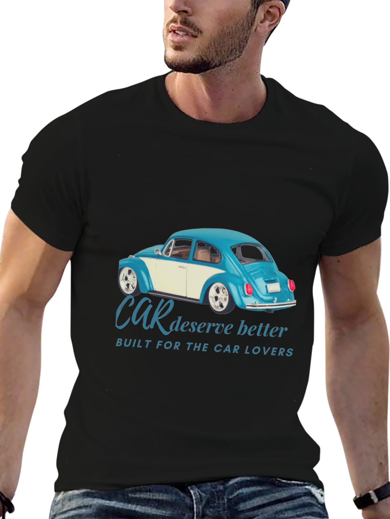 Car Lovers Black Tee - Classic Car Design