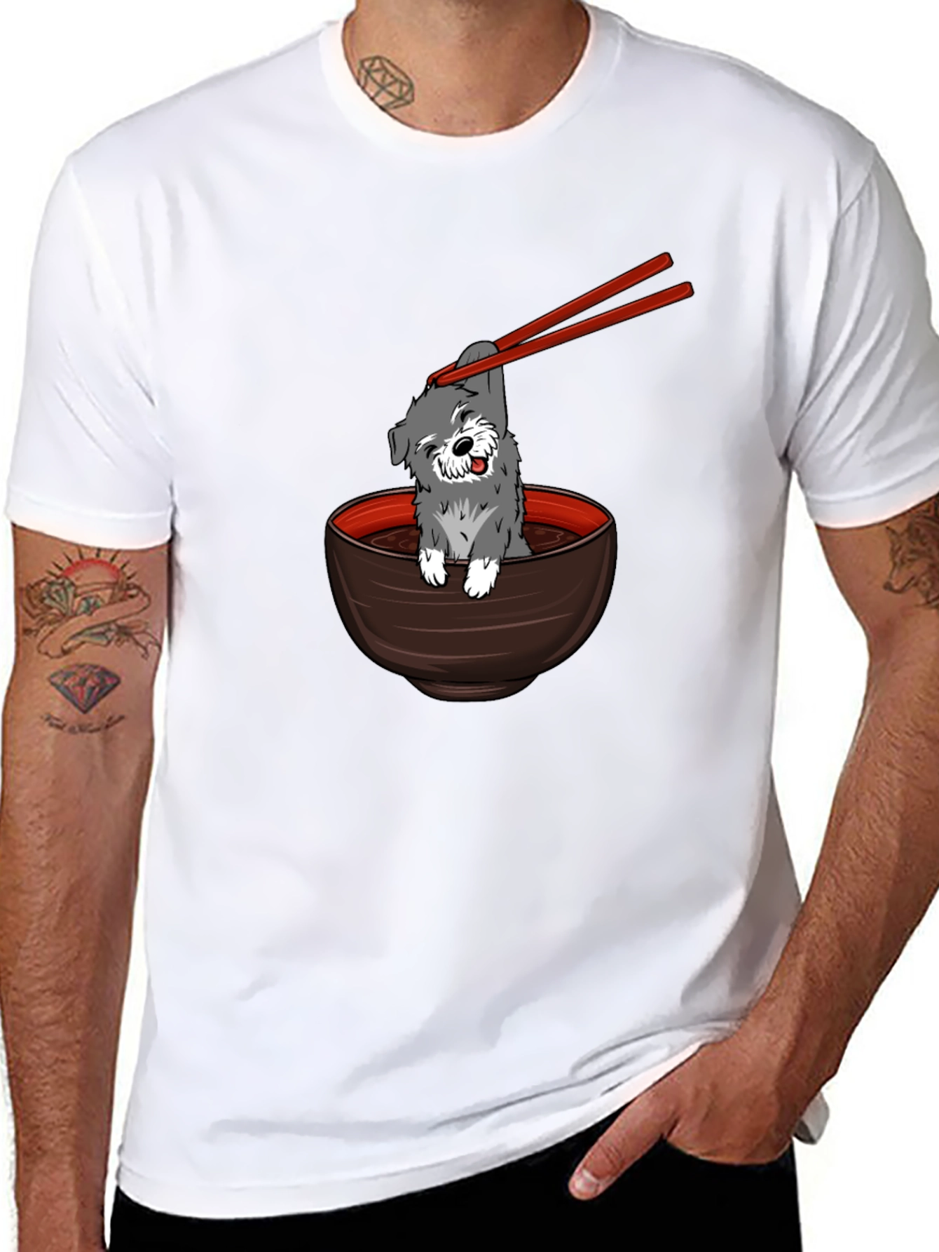 Dog in Ramen Bowl Graphic Tee