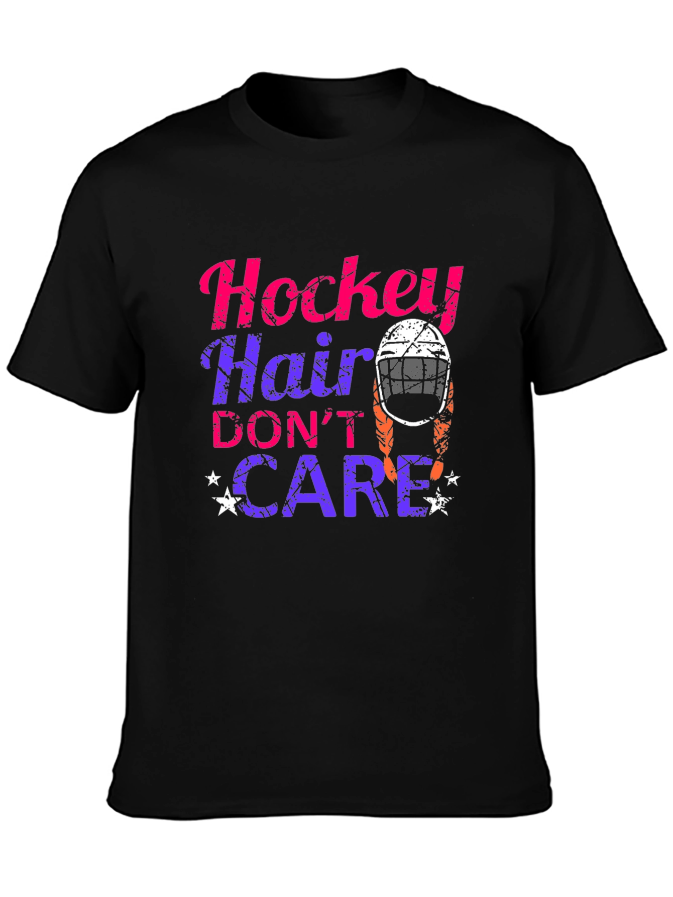 Hockey Hair Dont Care Graphic T-Shirt