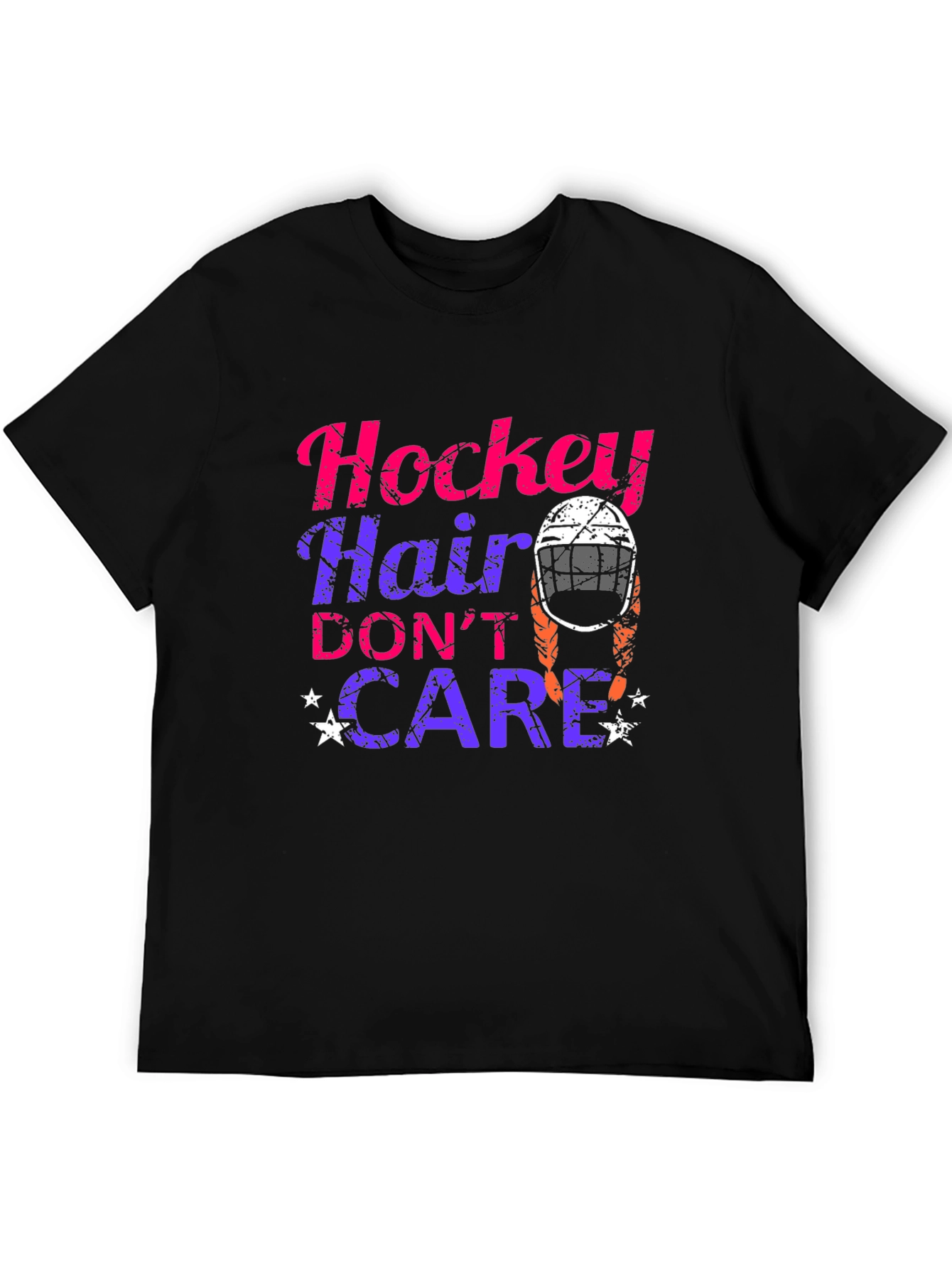 Hockey Hair Dont Care Graphic T-Shirt