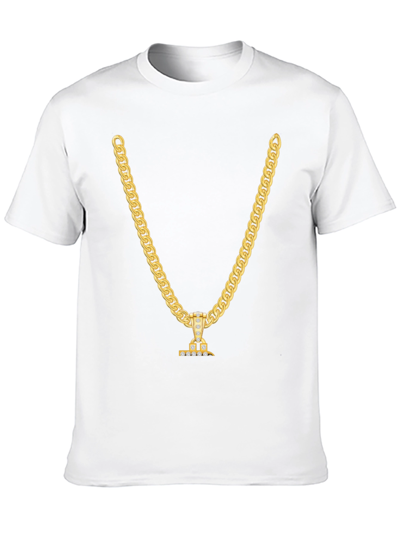 Gold Chain Print Black T-Shirt