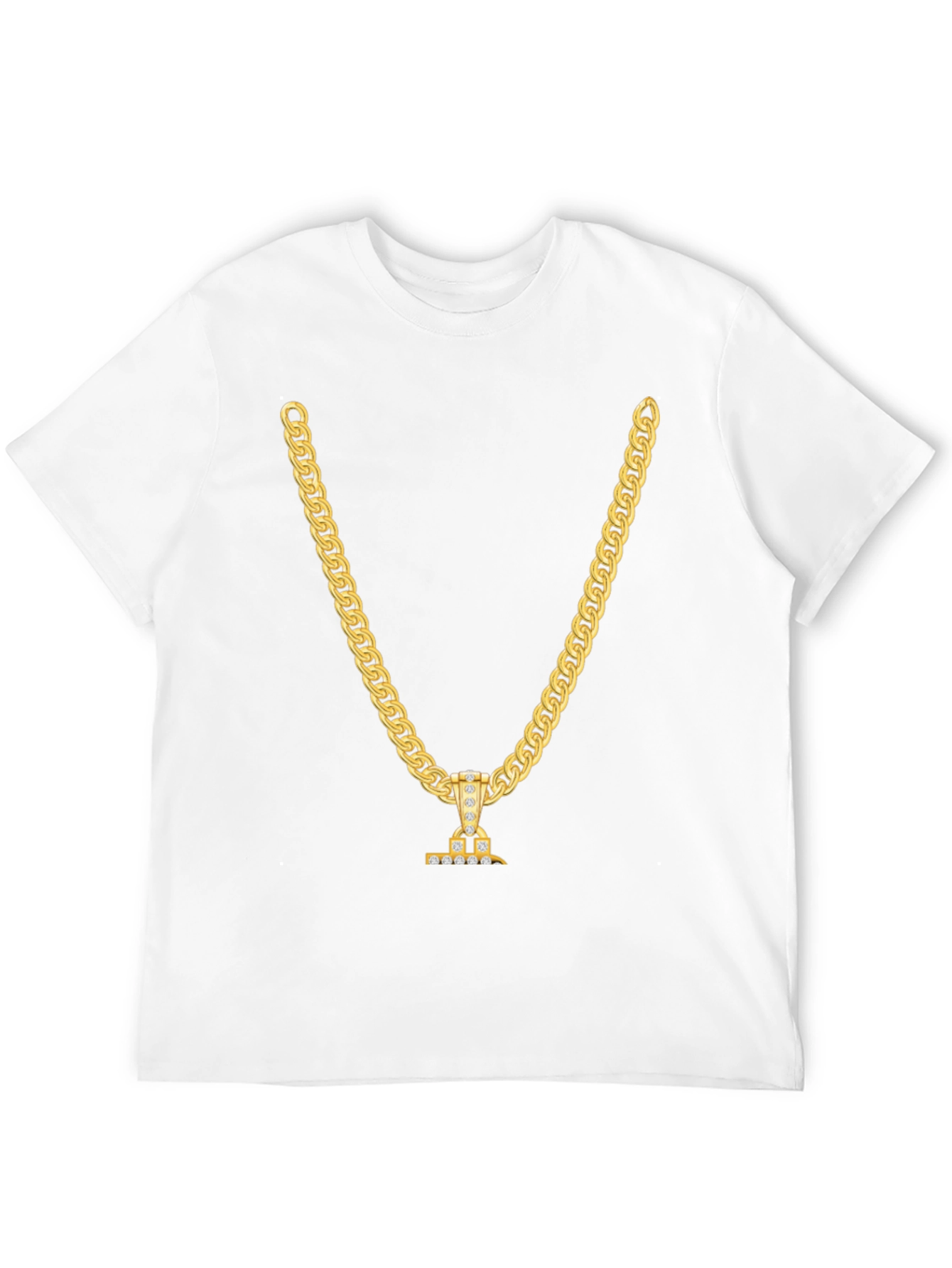 Gold Chain Print Black T-Shirt