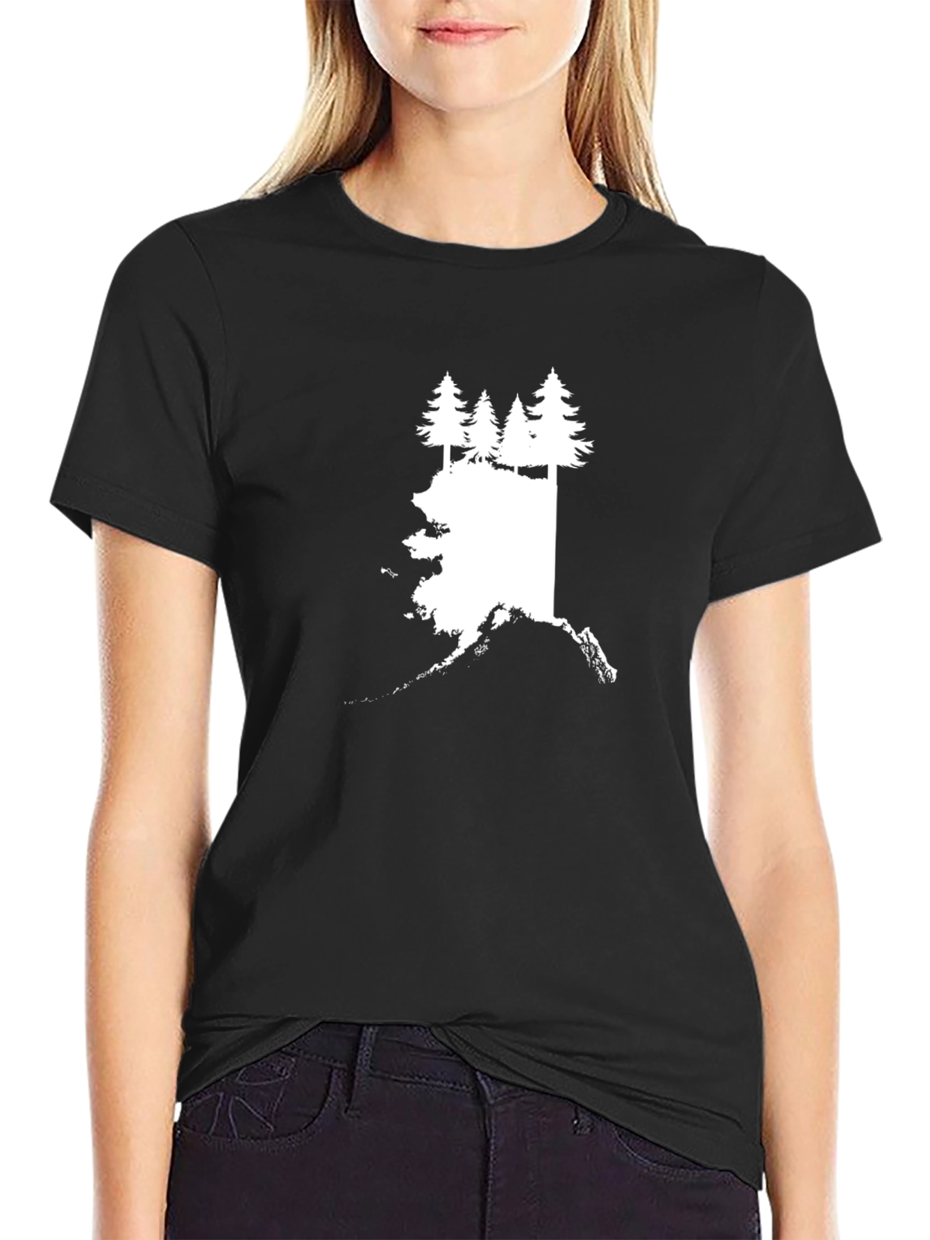 Alaska Pine Tree Graphic Tee - Black