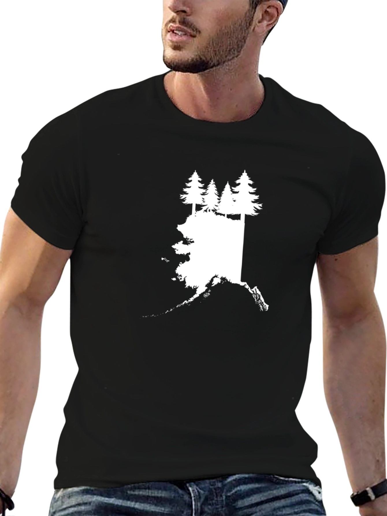 Alaska Pine Tree Graphic Tee - Black