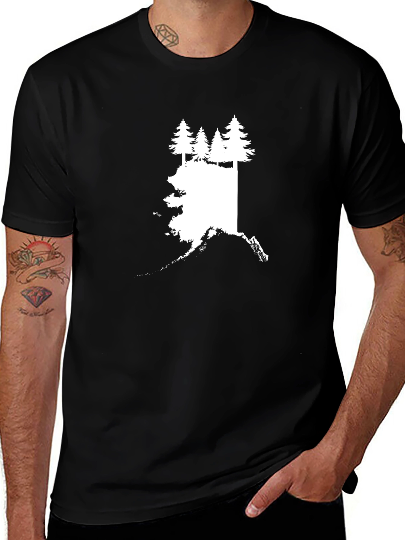 Alaska Pine Tree Graphic Tee - Black