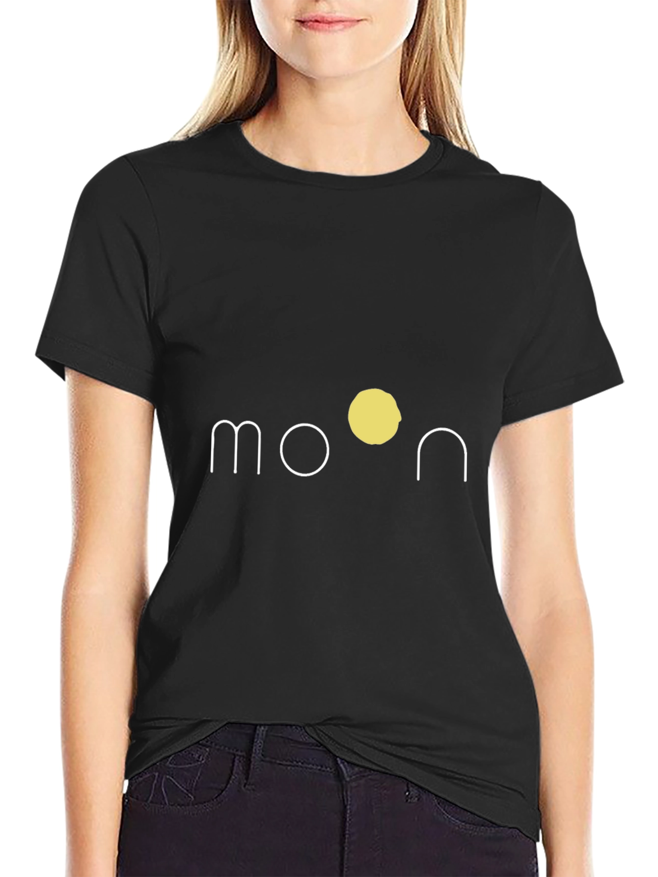 Minimalist Moon Graphic Black T-Shirt