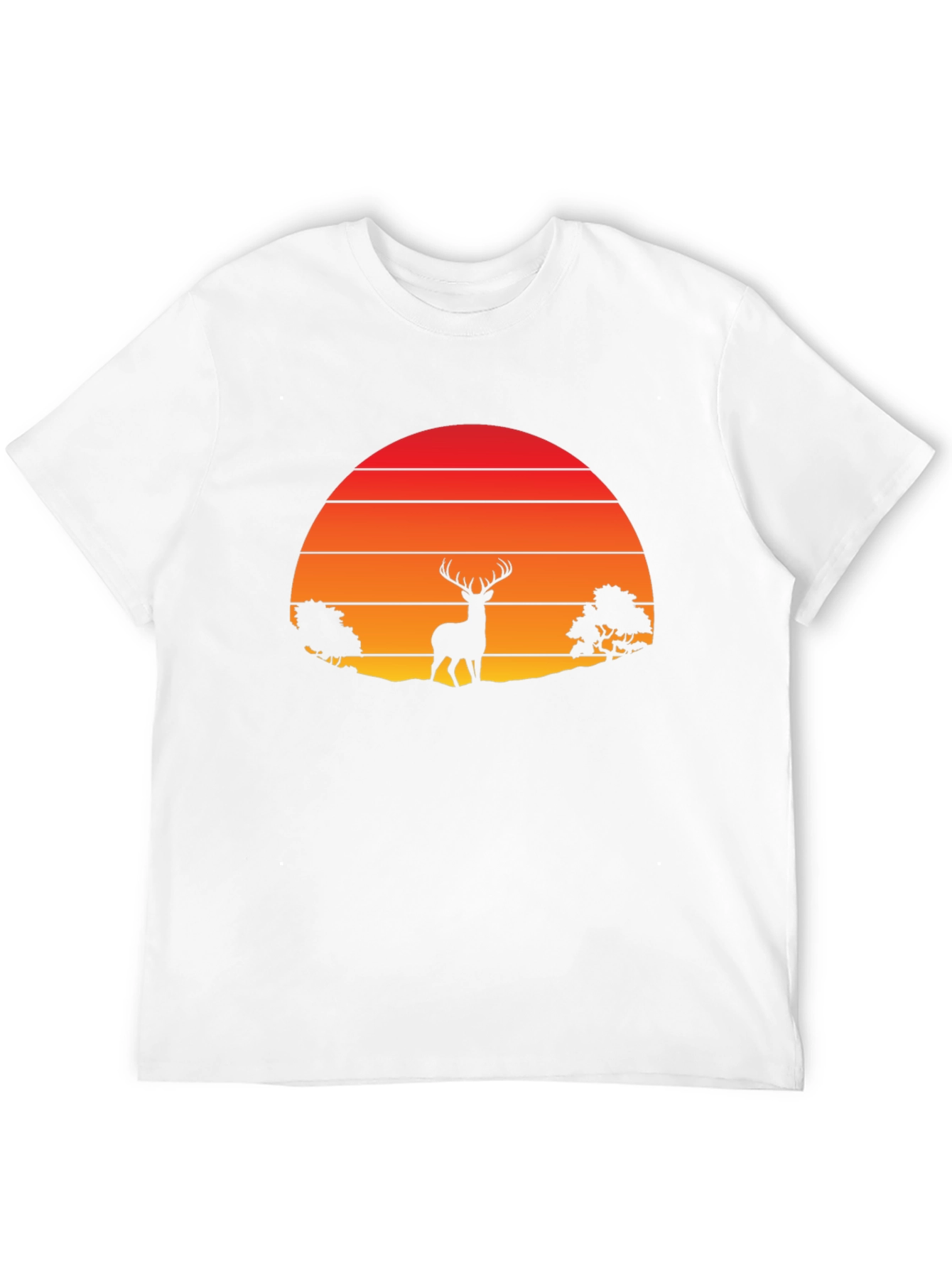Retro Deer Silhouette T-Shirt - Sunset Graphic Tee