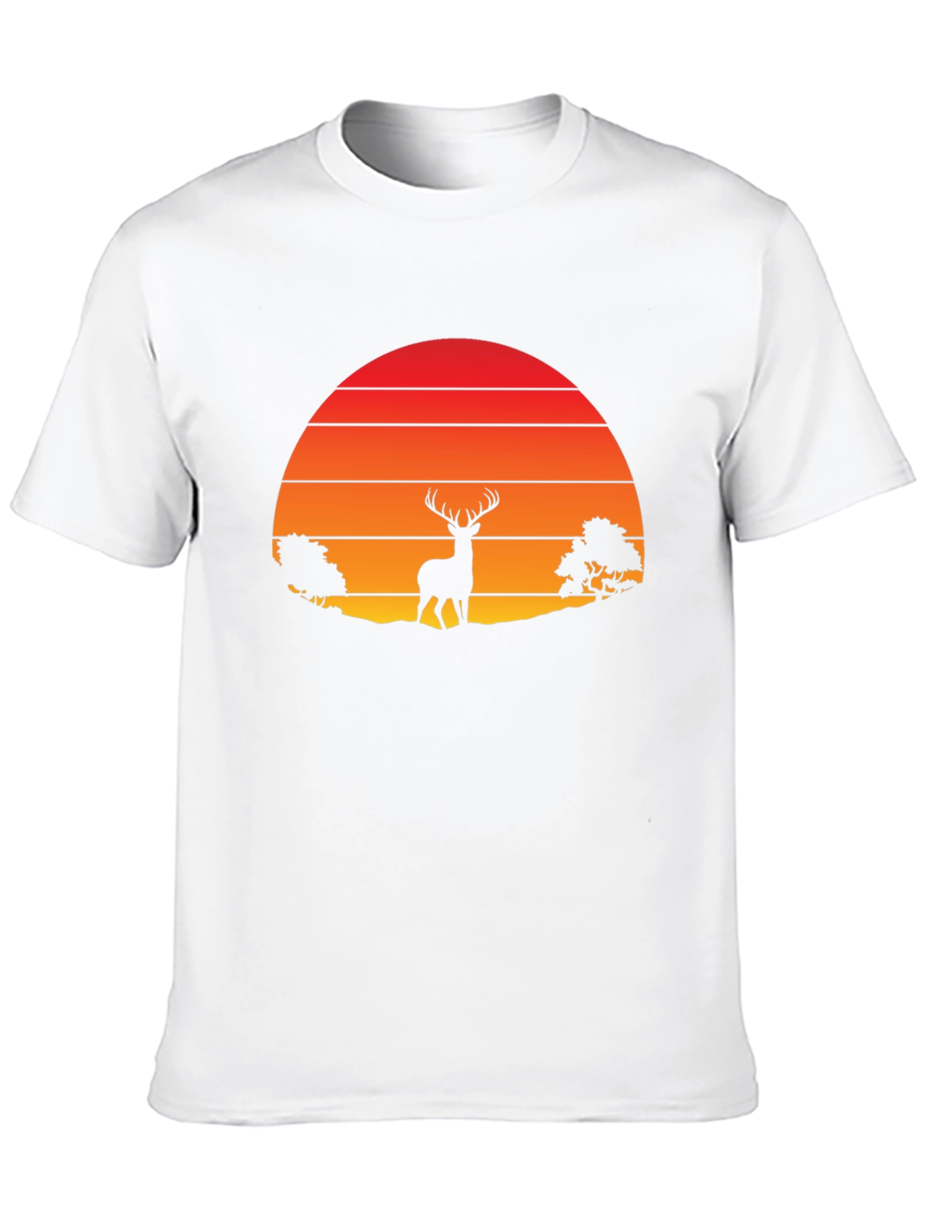 Retro Deer Silhouette T-Shirt - Sunset Graphic Tee