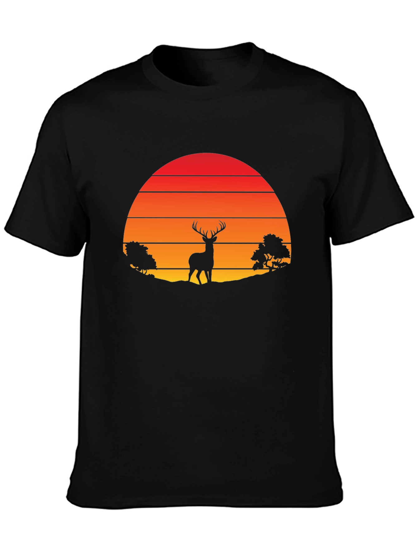 Retro Deer Silhouette T-Shirt - Sunset Graphic Tee