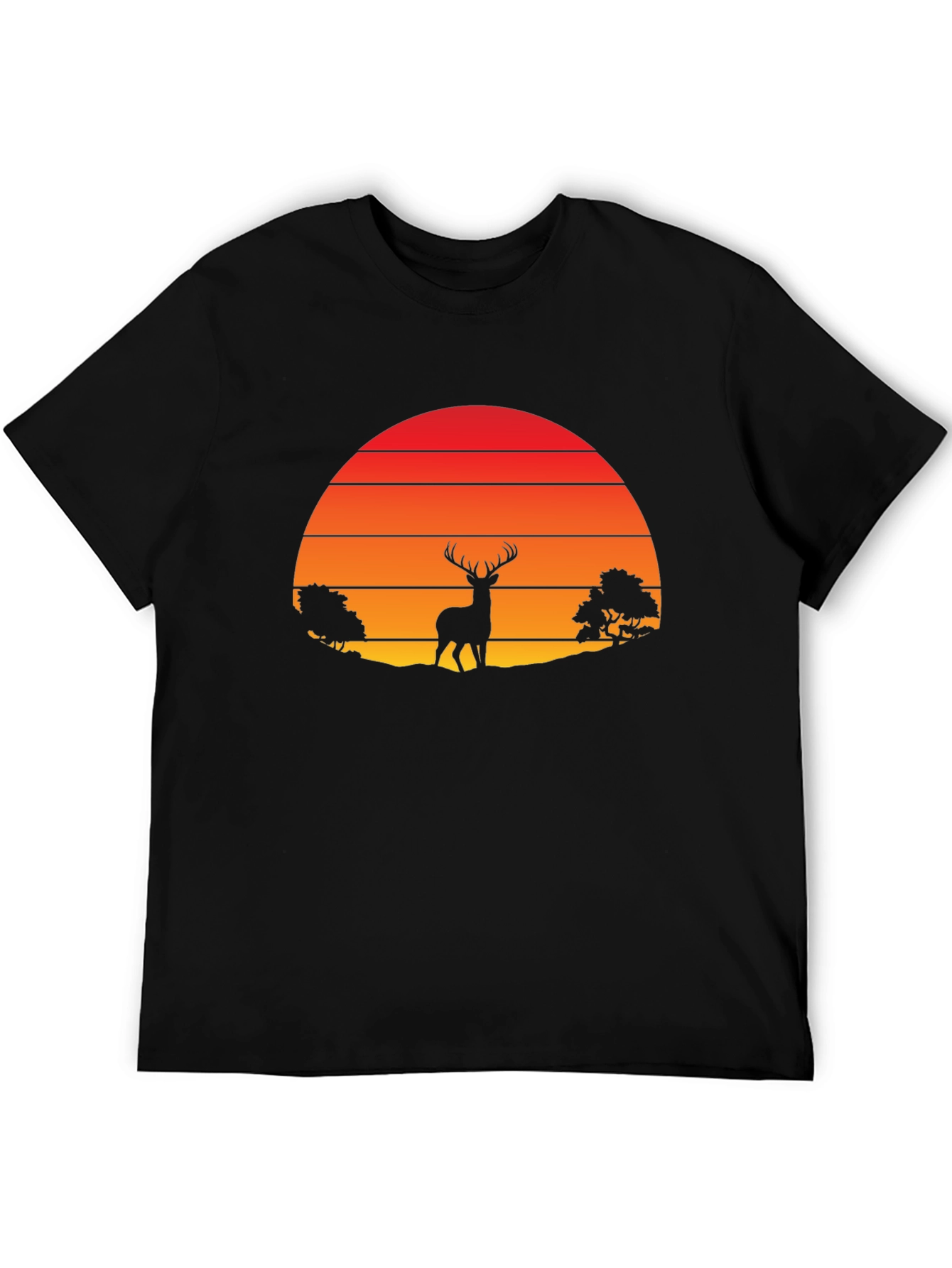 Retro Deer Silhouette T-Shirt - Sunset Graphic Tee