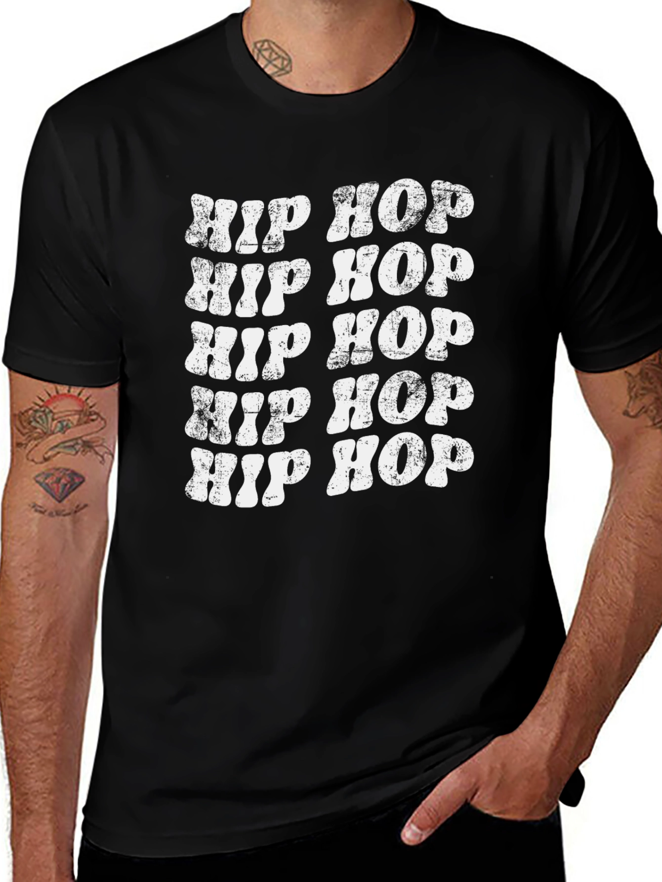 Retro Hip Hop T-Shirt - Distressed Design
