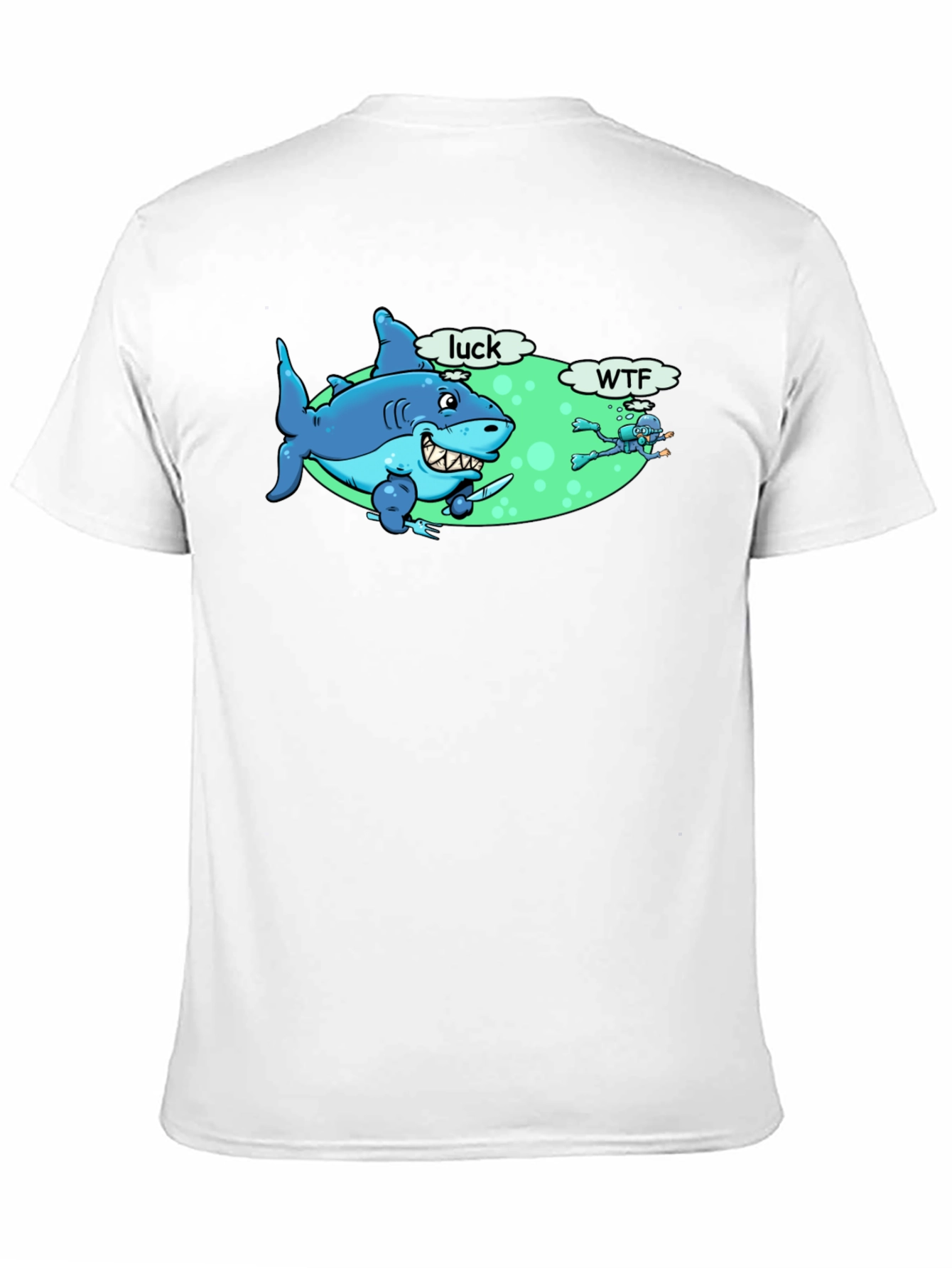 Funny Shark Luck WTF Mens Black T-Shirt